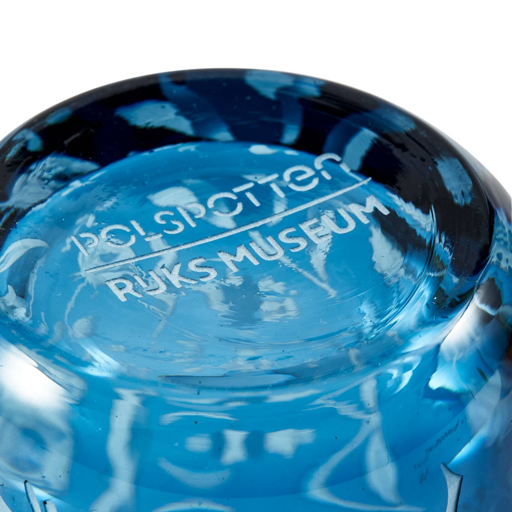 Set of Glasses SCATTERED FLOWERS Blue with Sandblasted Pattern