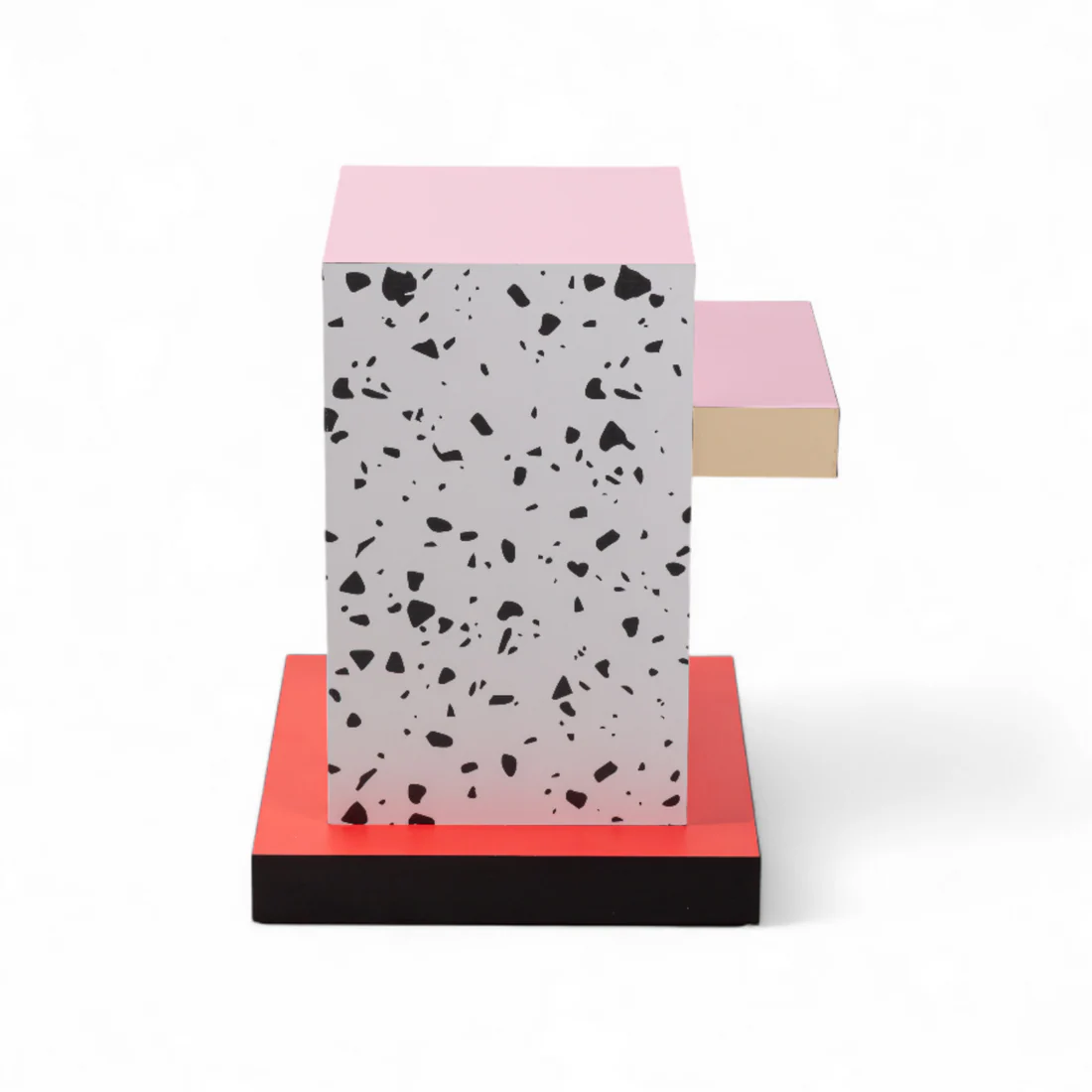 SUPERSIDE TERRAZZO Pink Side Table with Red