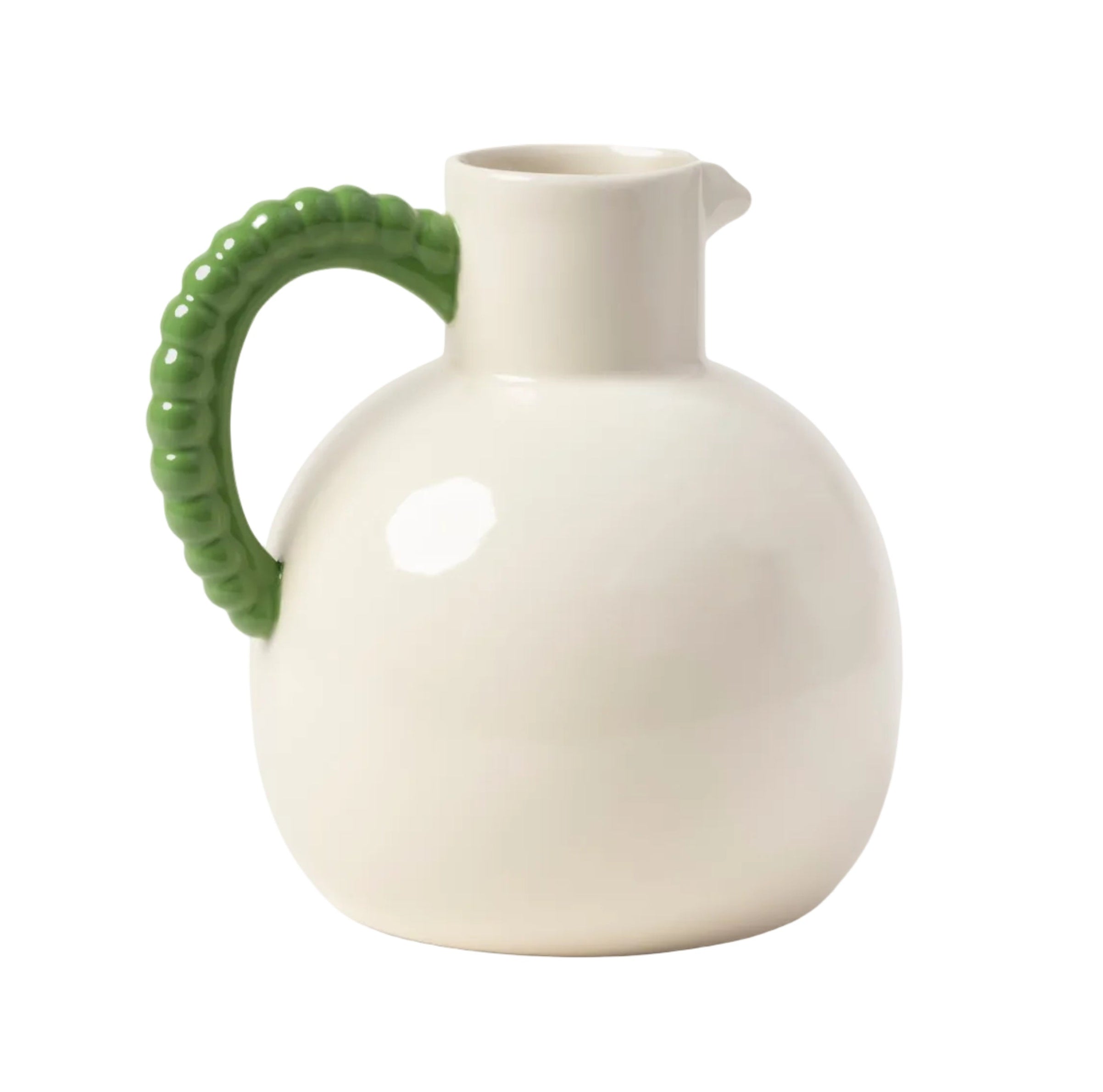 Pearl Cream Jug with Green Handle