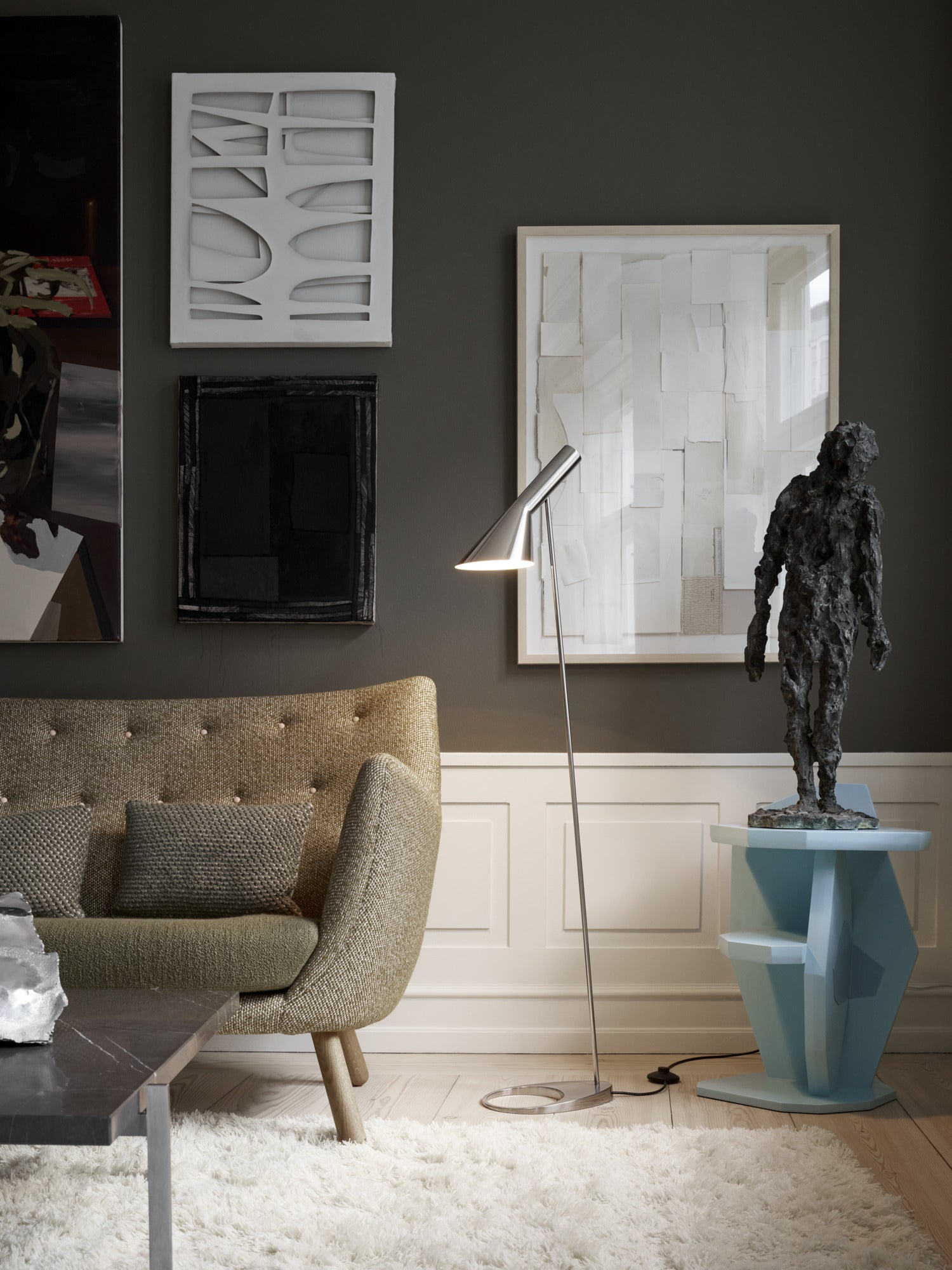 Lampa podłogowa AJ polerowana stal nierdzewna