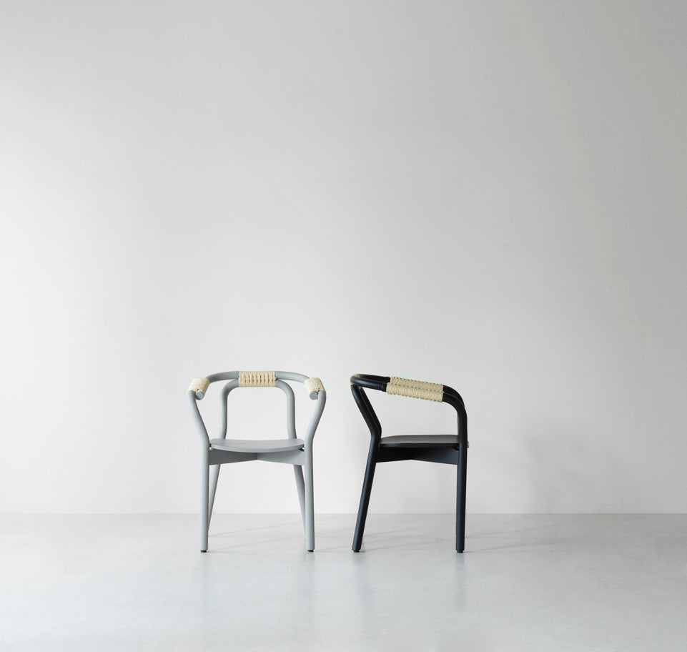 Black wick chair with a black string