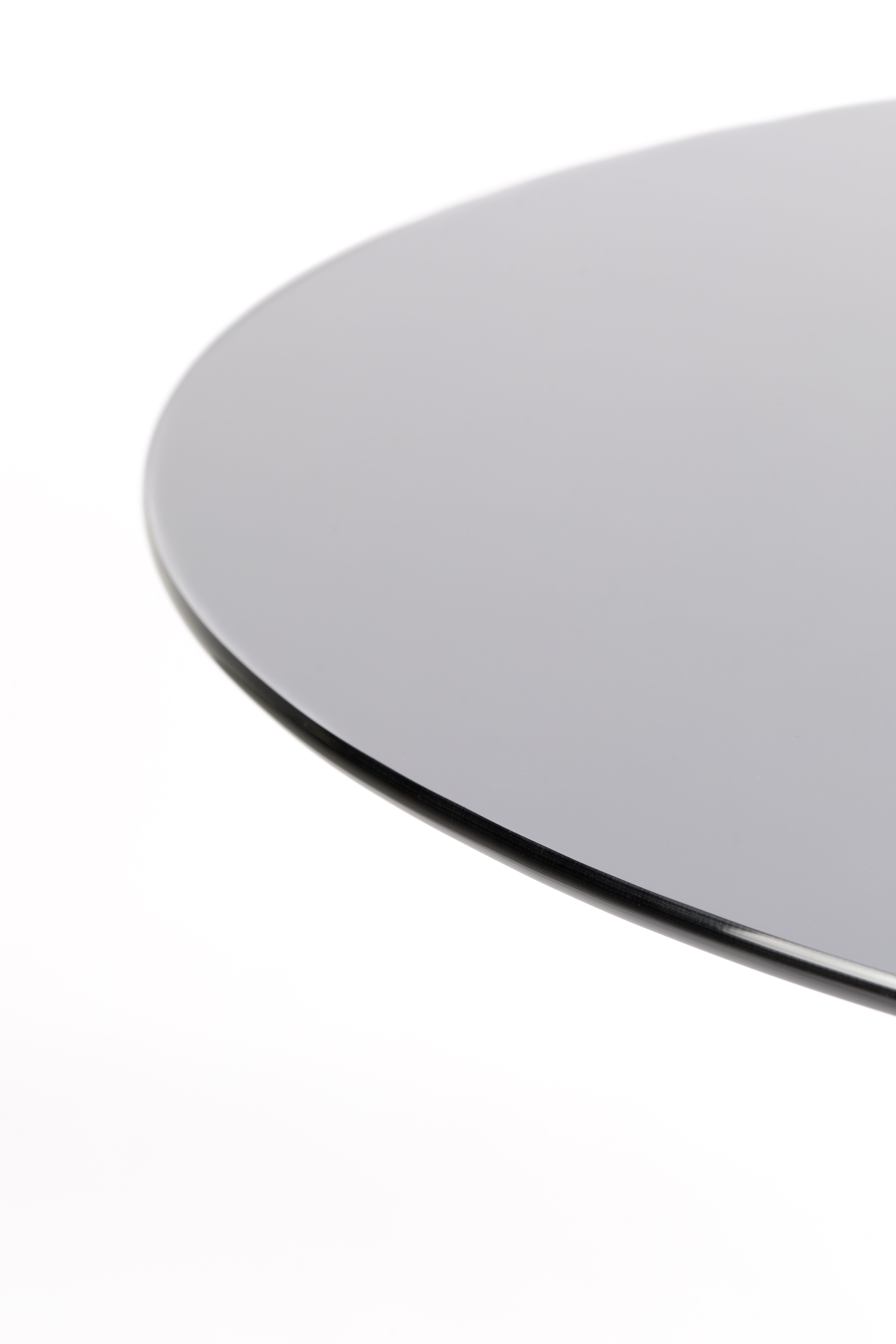 FLORIS round table black glass with a gold base