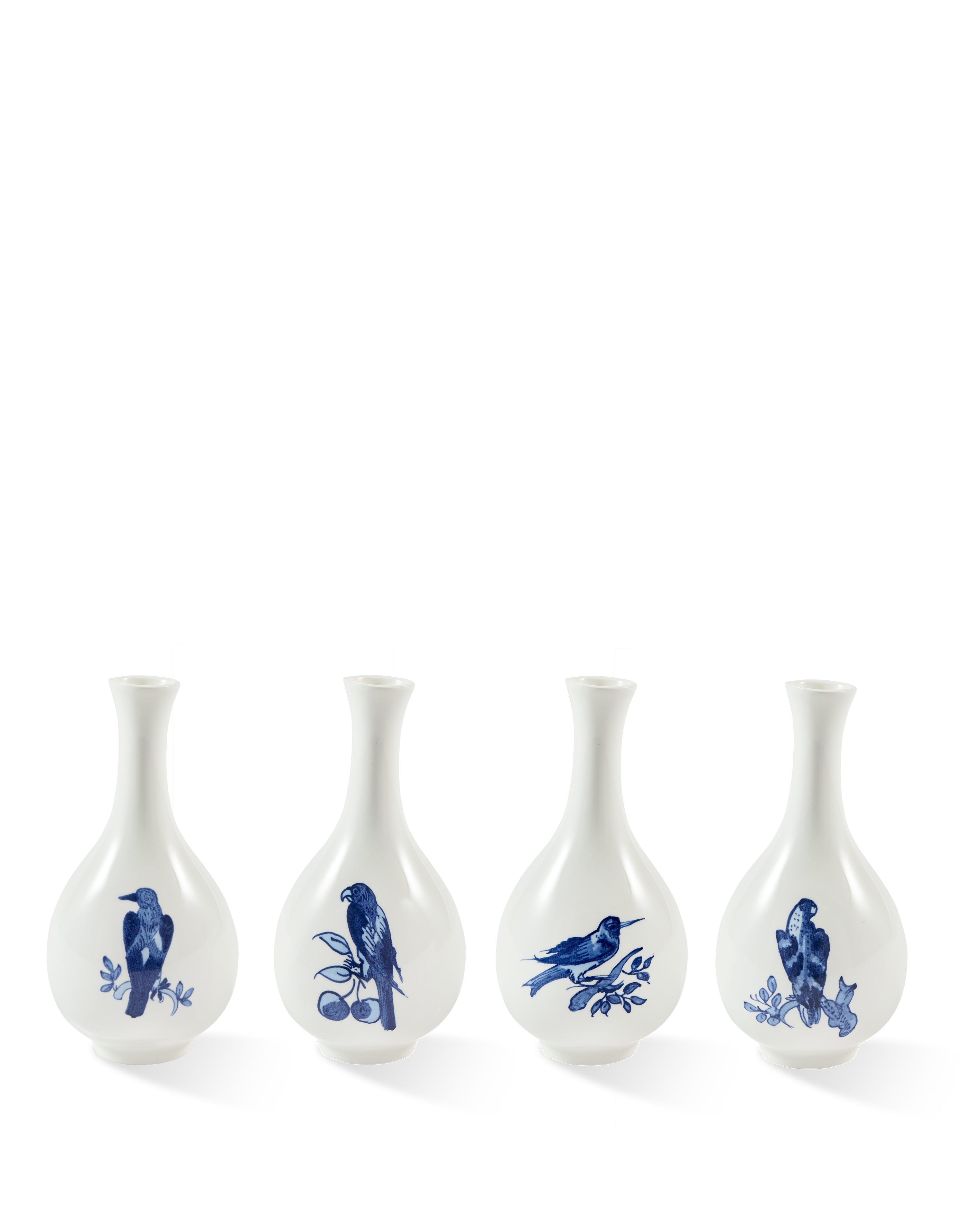 SMALL BIRD White Vase with Yellow and Blue