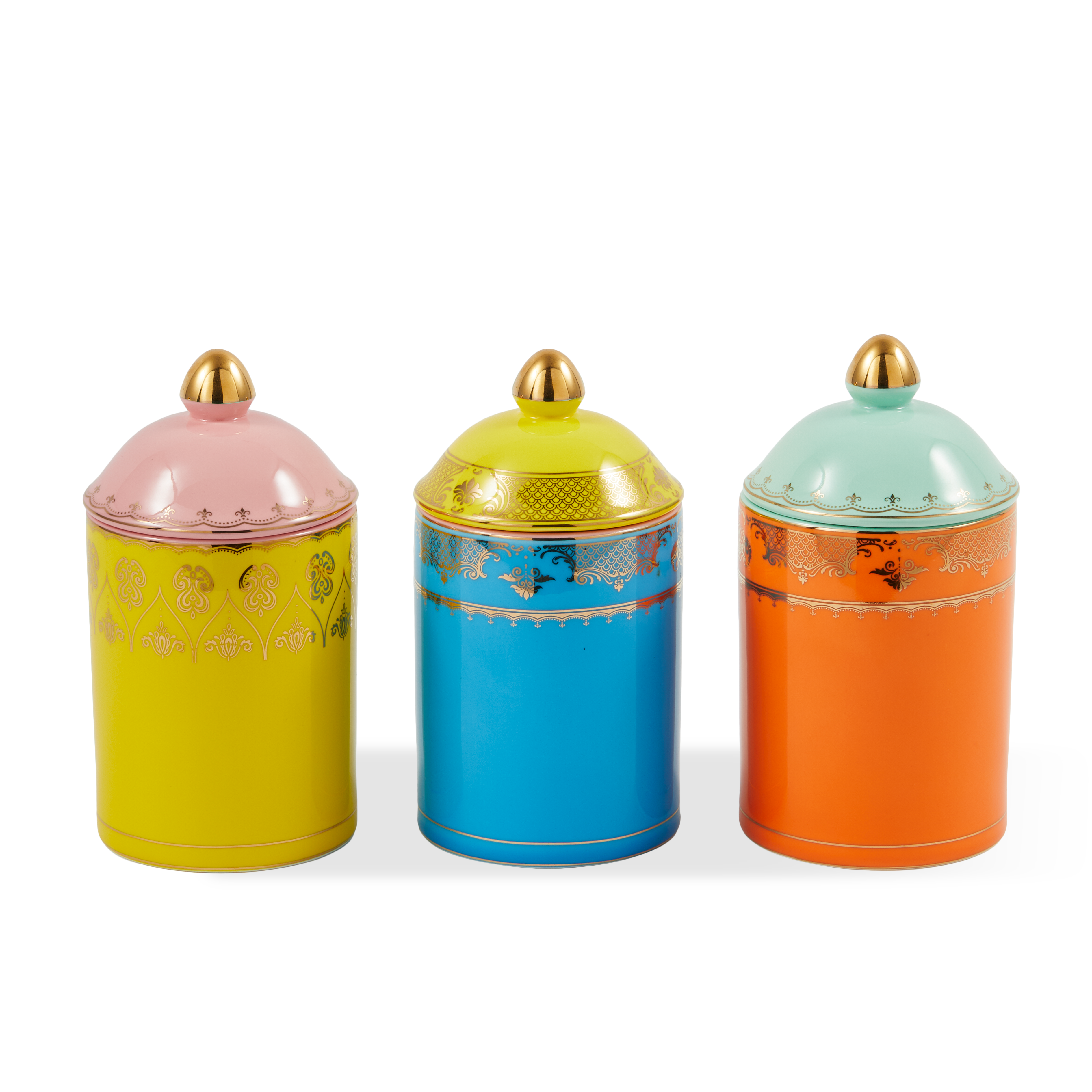 GRANDPA blue porcelain jar with yellow