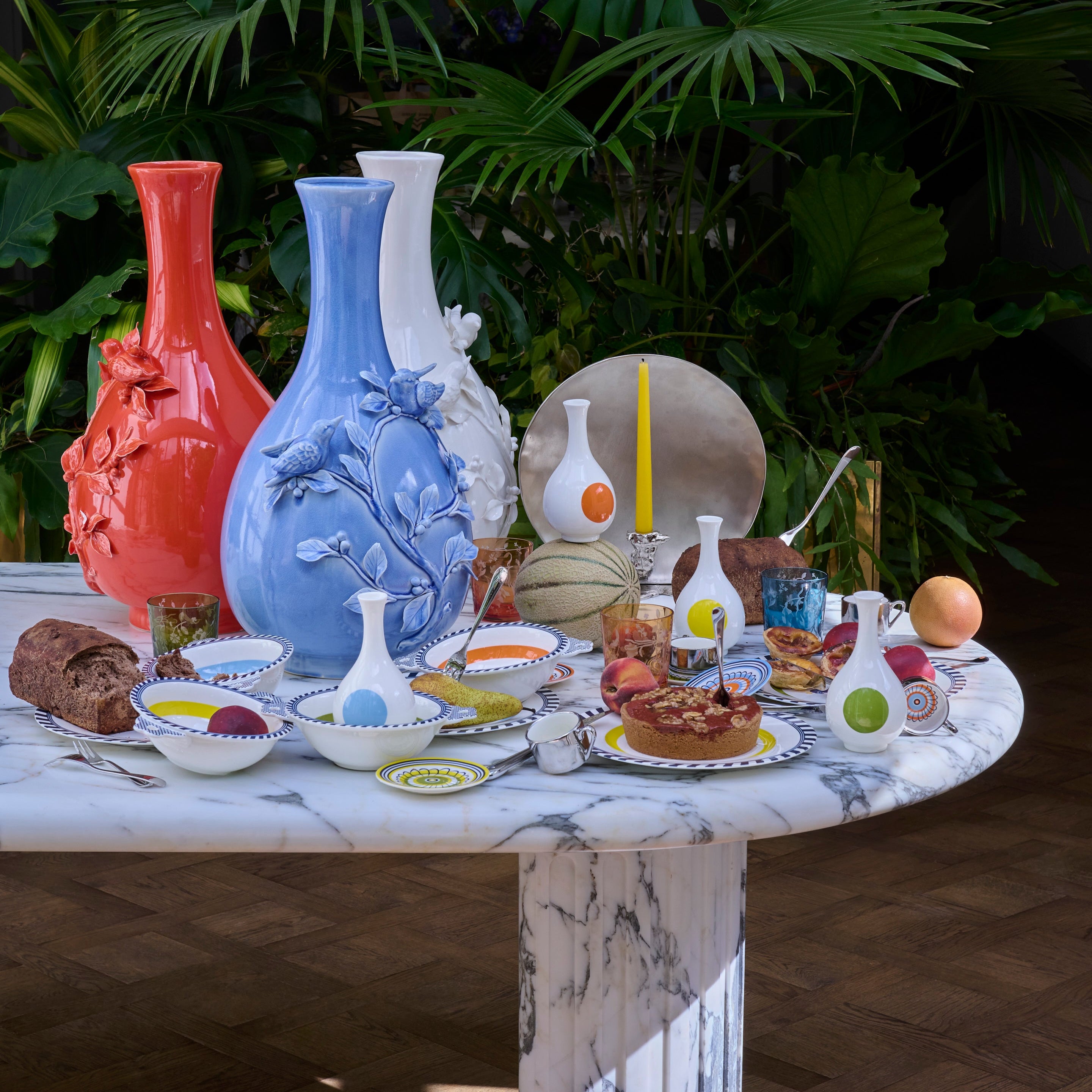 BIRD Bowl white with orange and blue