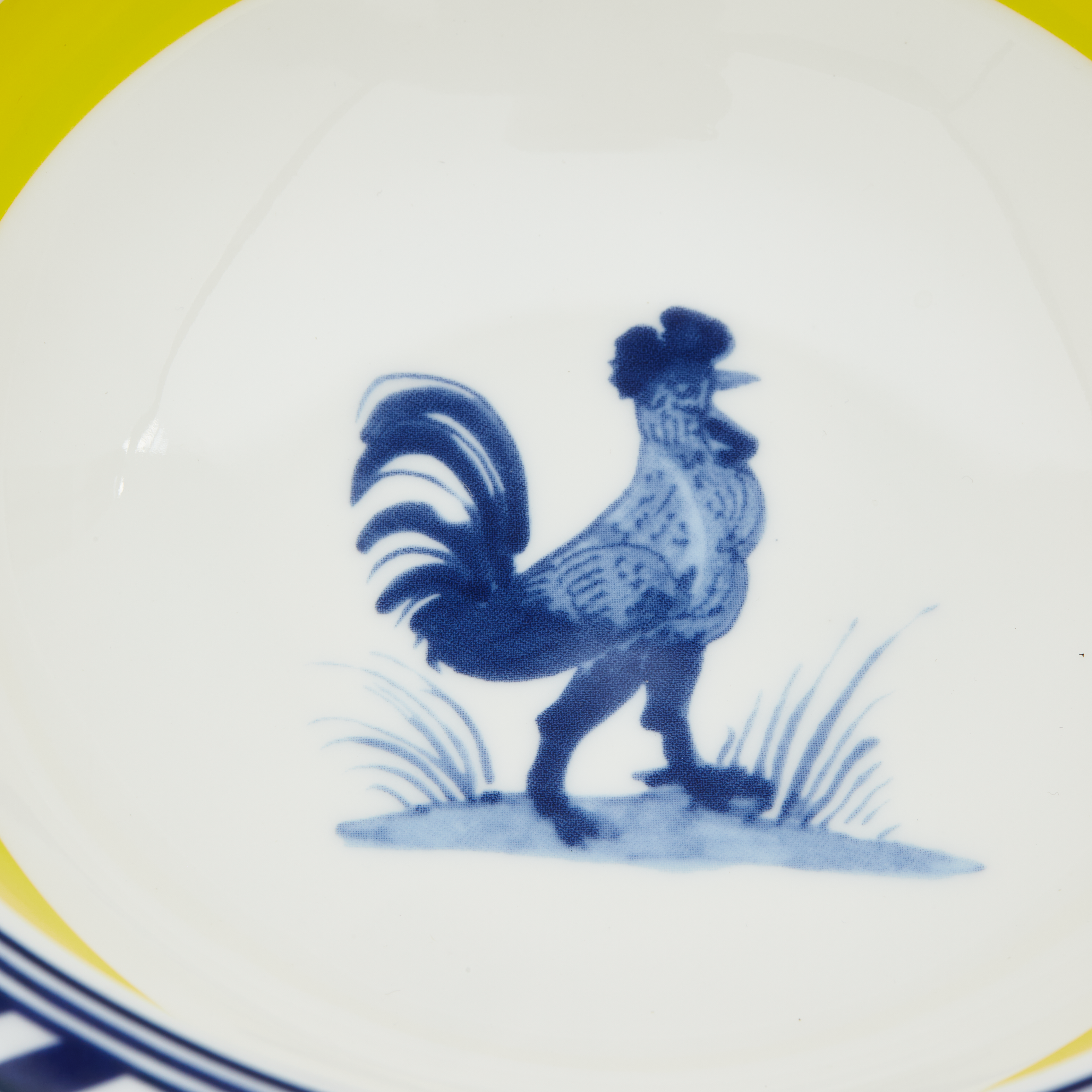 BIRD bowl white with yellow and blue