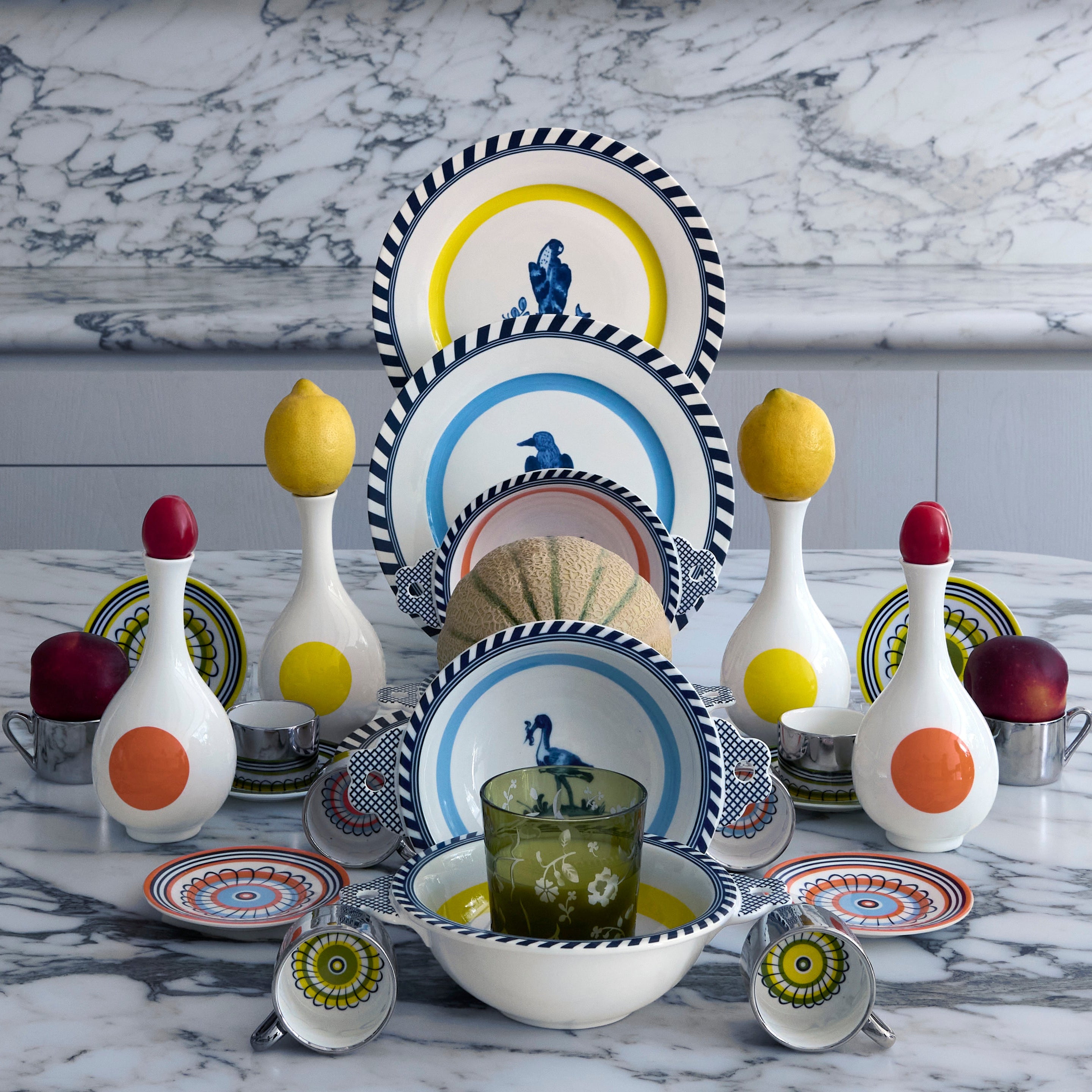 FLORAL Yellow and Olive Espresso Cup Set