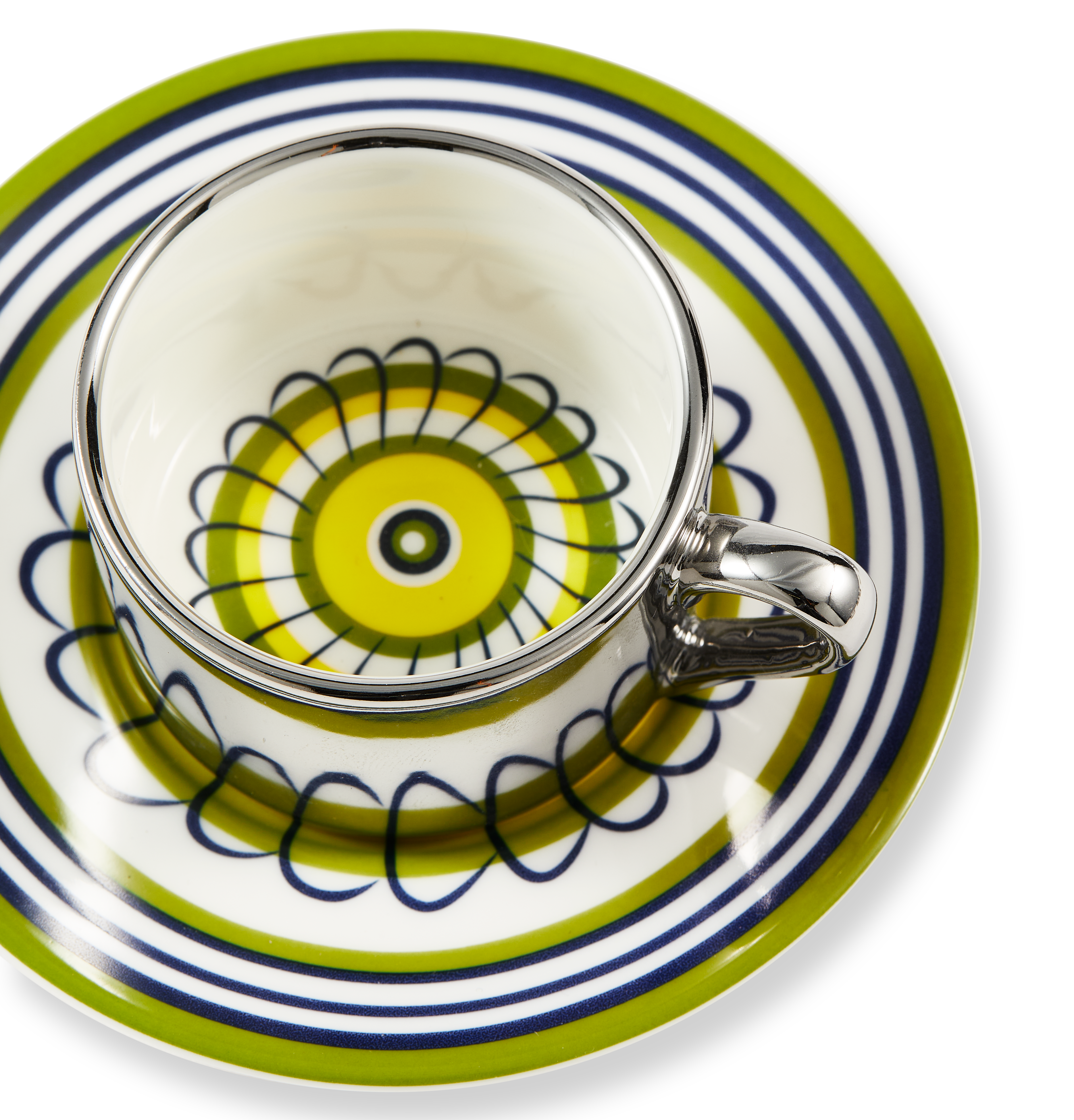 FLORAL Yellow and Olive Espresso Cup Set