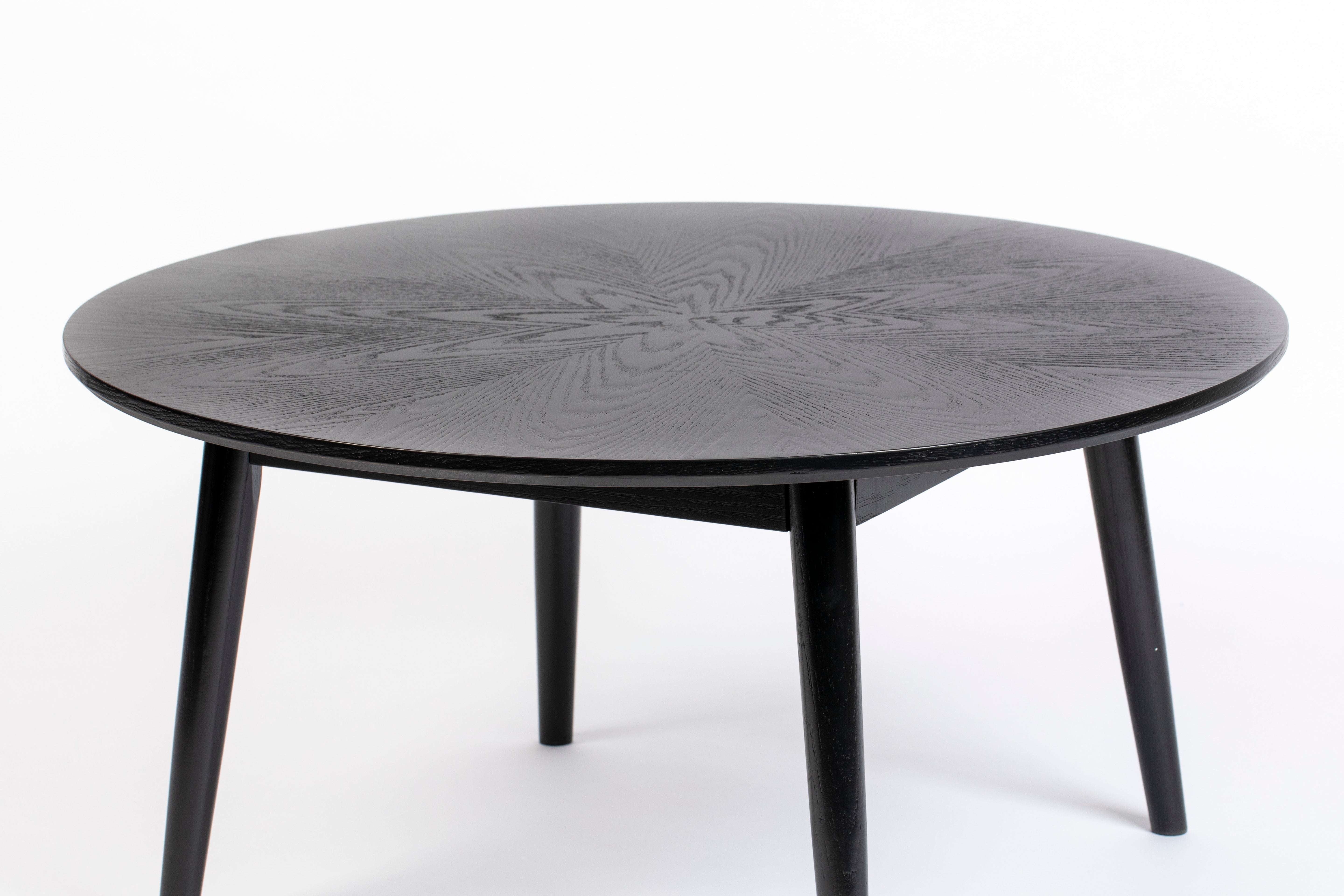 Runder Couchtisch Fabio Black Eiche Furnier