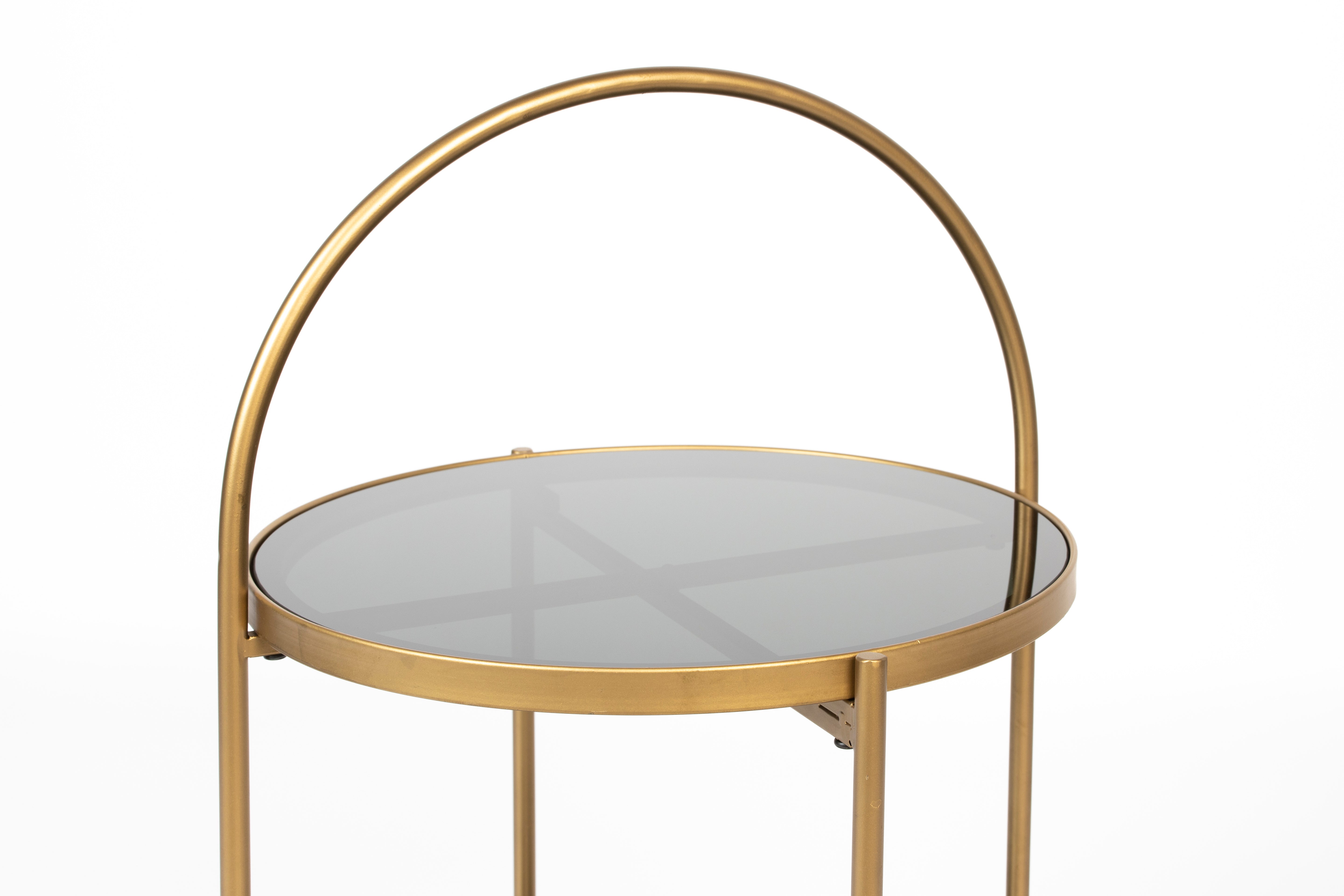 MAEVE side table black glass with gold