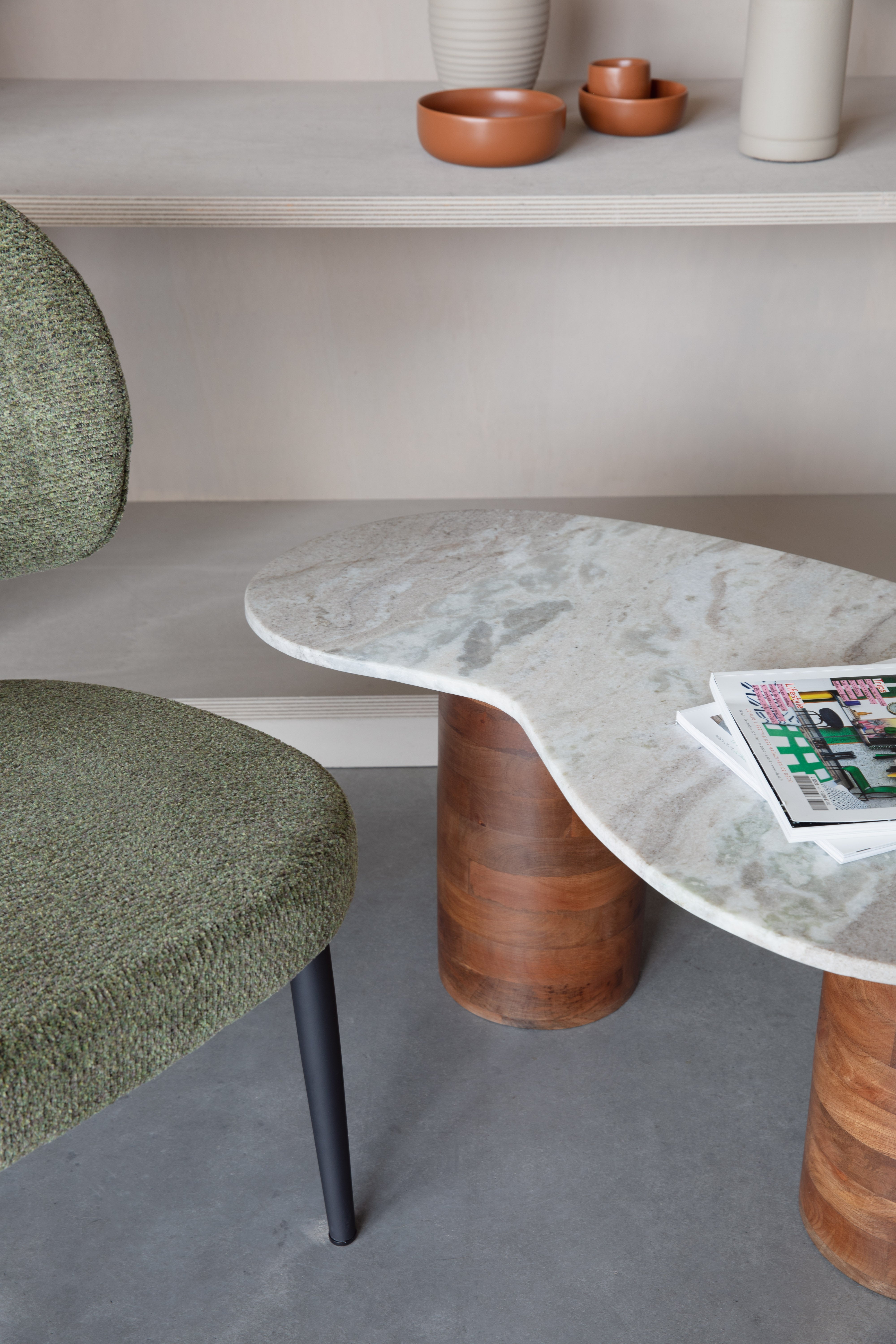 PELI Coffee Table Marble with Mango Wood