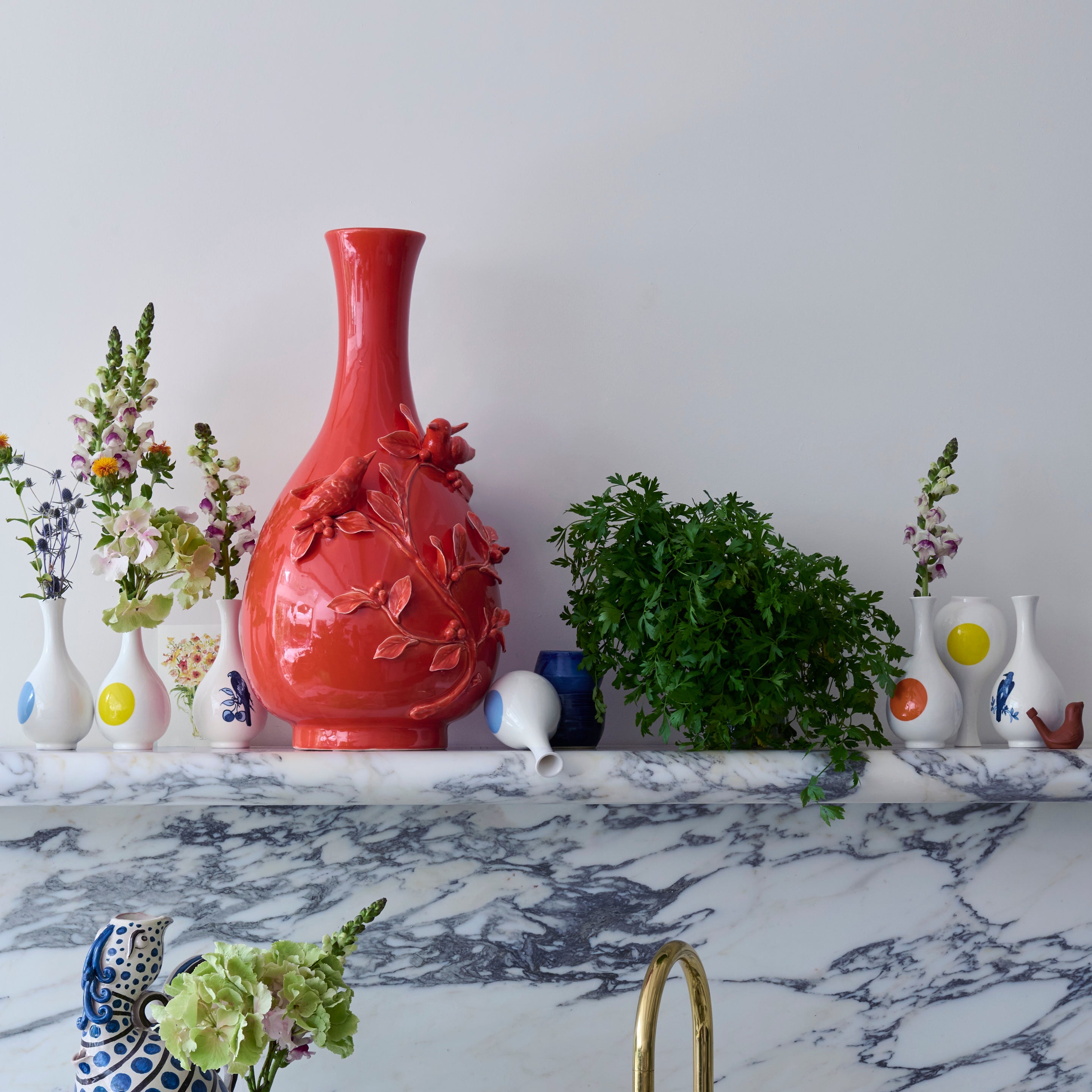 3D BIRDS Vase dark orange