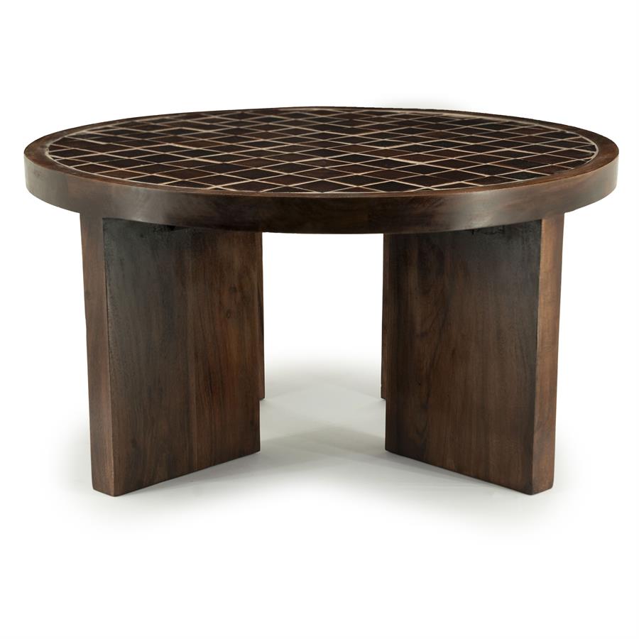 Couchtisch TILED UP aus dunkelbraunem Mangoholz