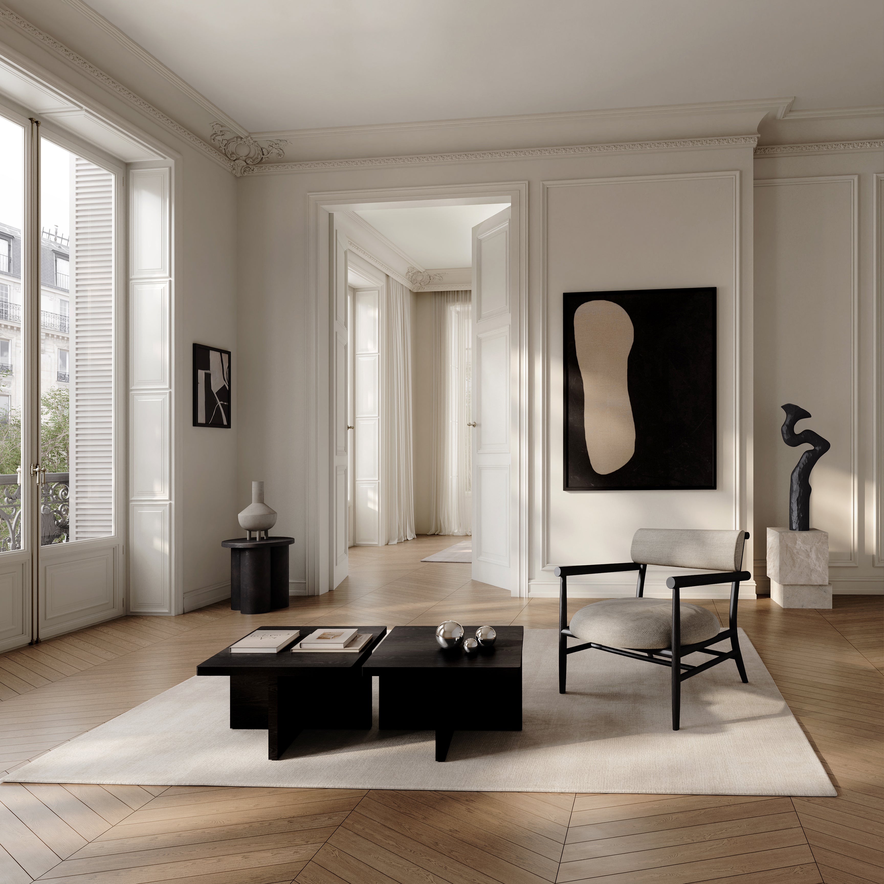 NAMA armchair beige with black base