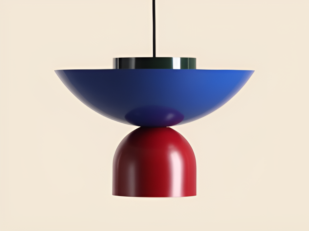 Ilia blue hanging lamp with red
