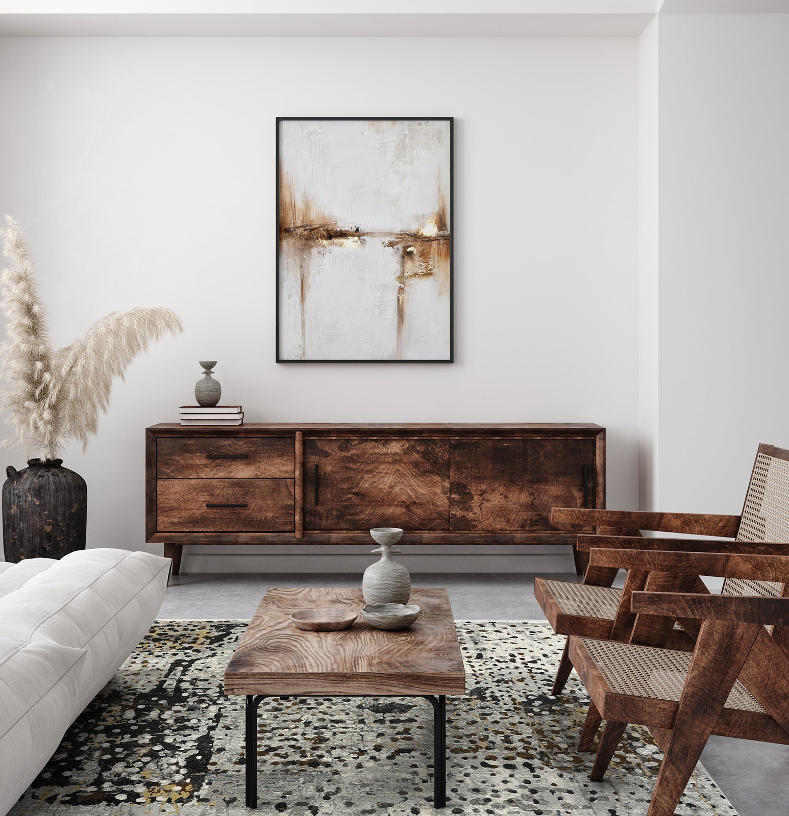 ROYAL Gray Polka Dot Rug with Black and Brown