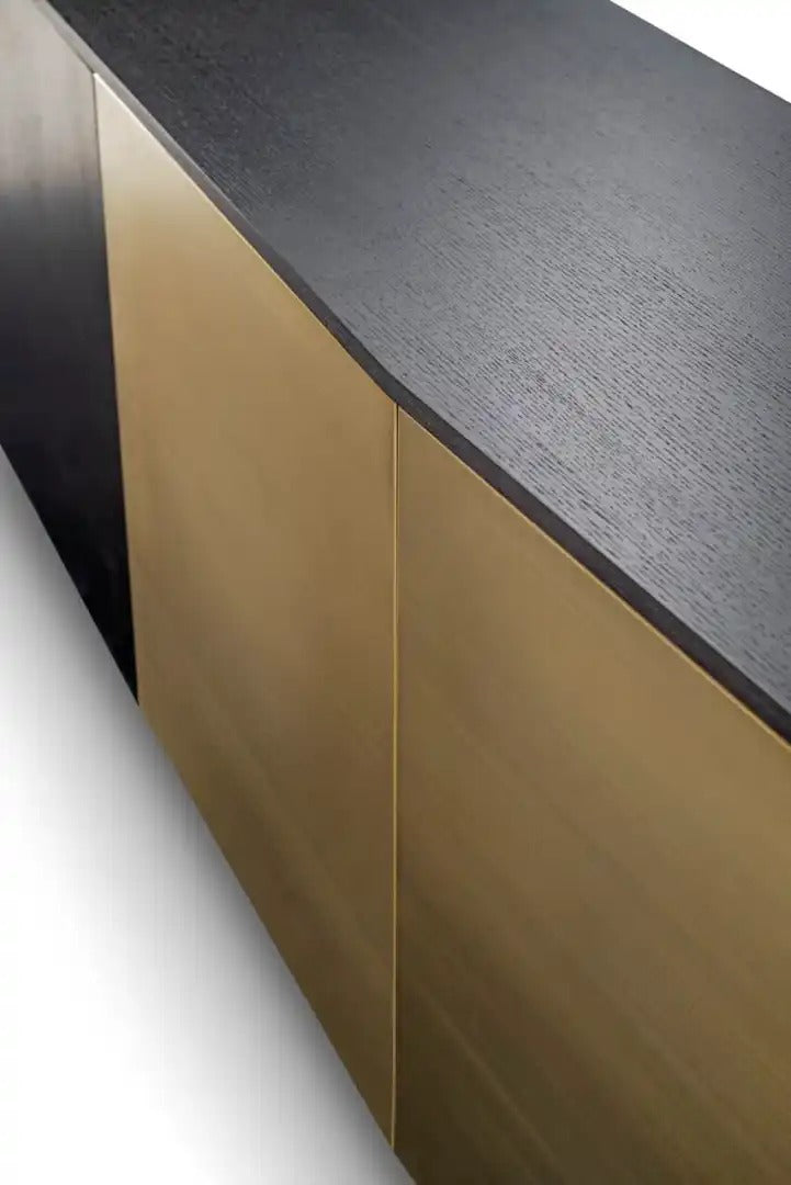 Kommode DAX schwarz mit messingfarbener Veredelung