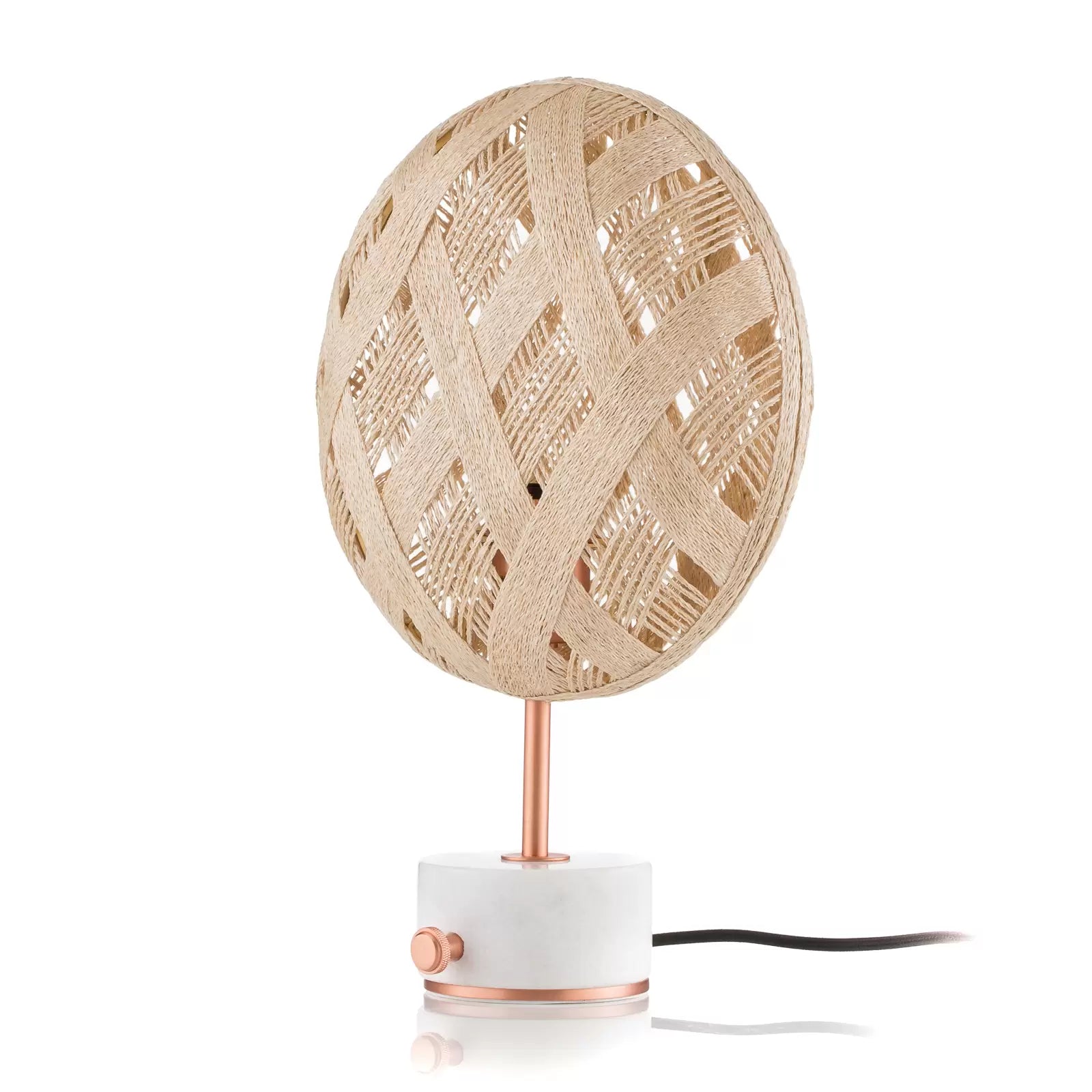 Chanpen -Diamant Beige Tischlampe mit einer Kupferbasis