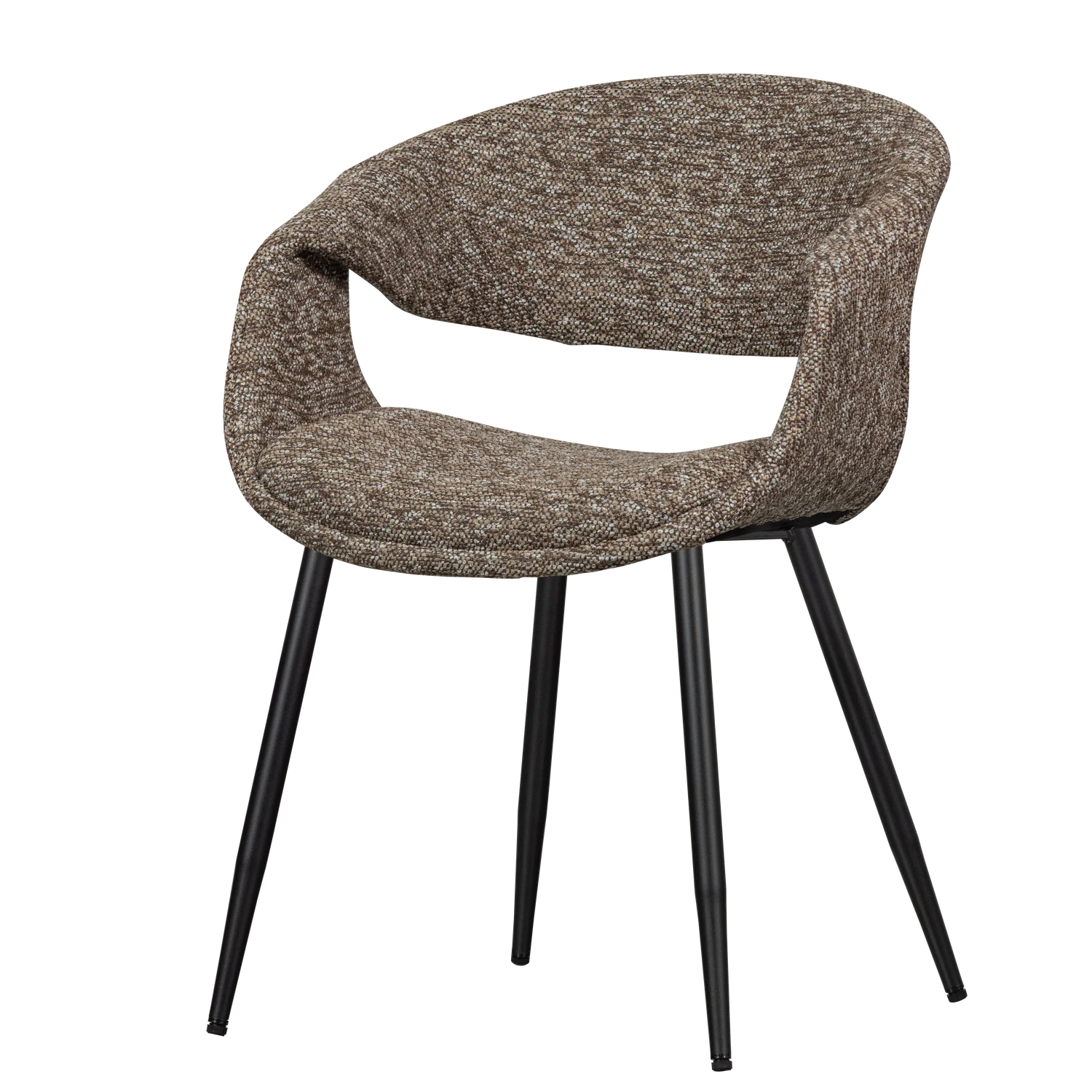 YOSSI Armchair in Dark Brown with Black Metal Base