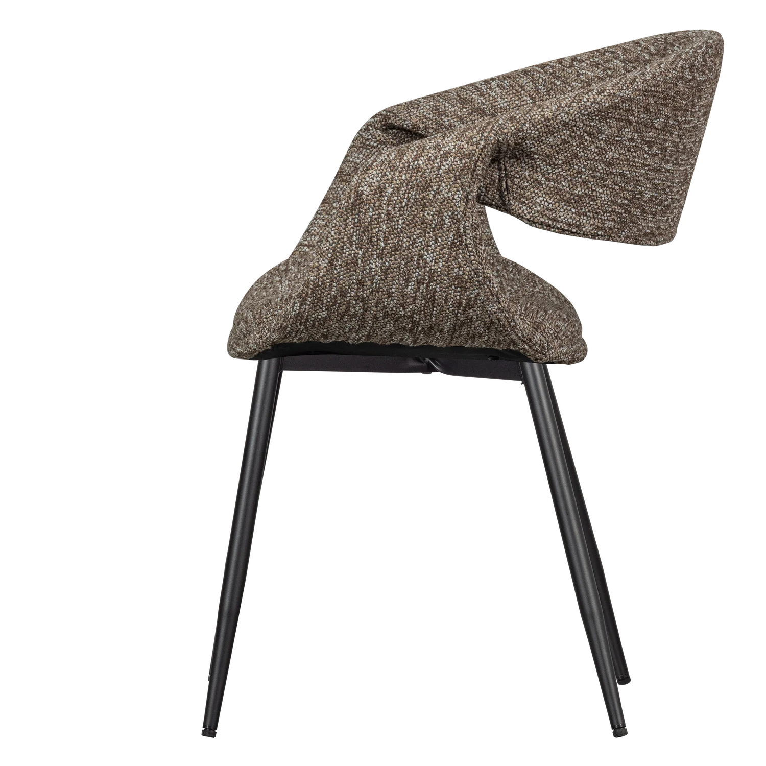 YOSSI Armchair in Dark Brown with Black Metal Base