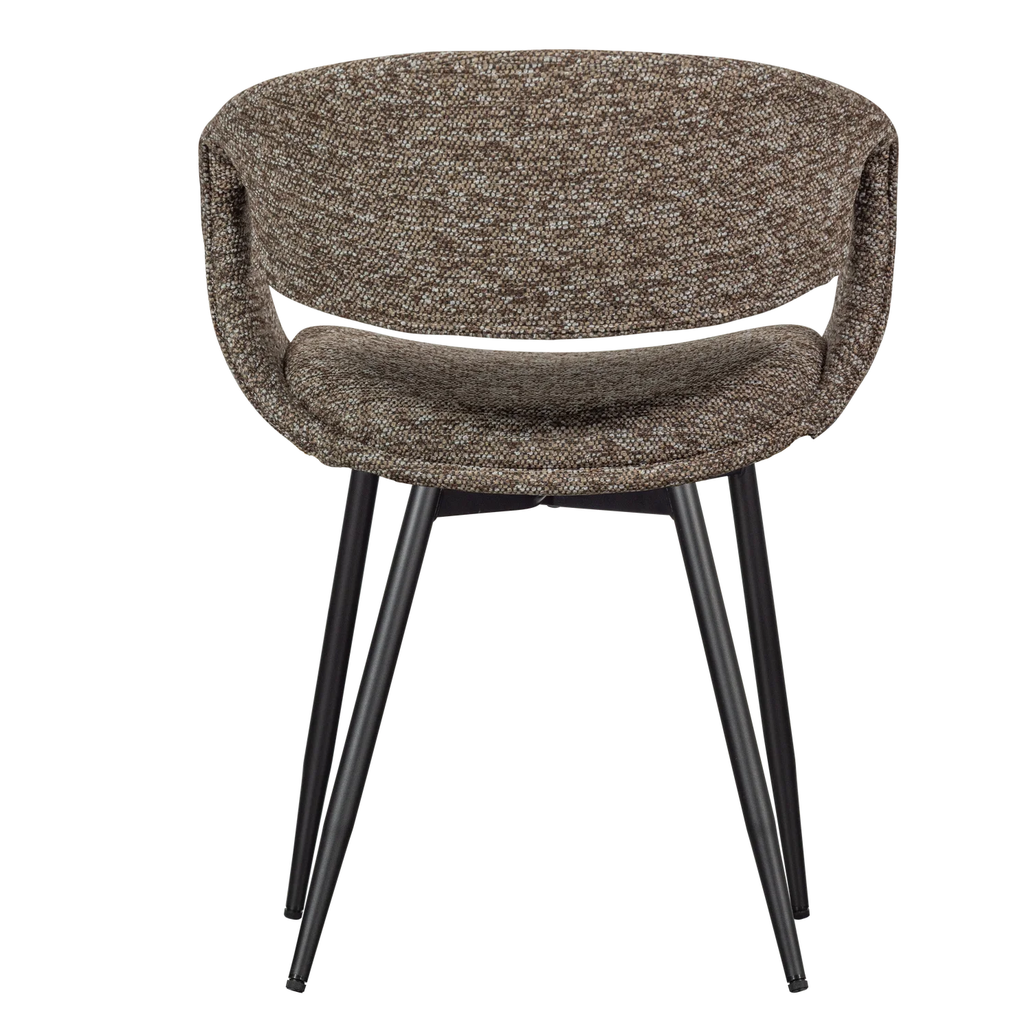 YOSSI Armchair in Dark Brown with Black Metal Base