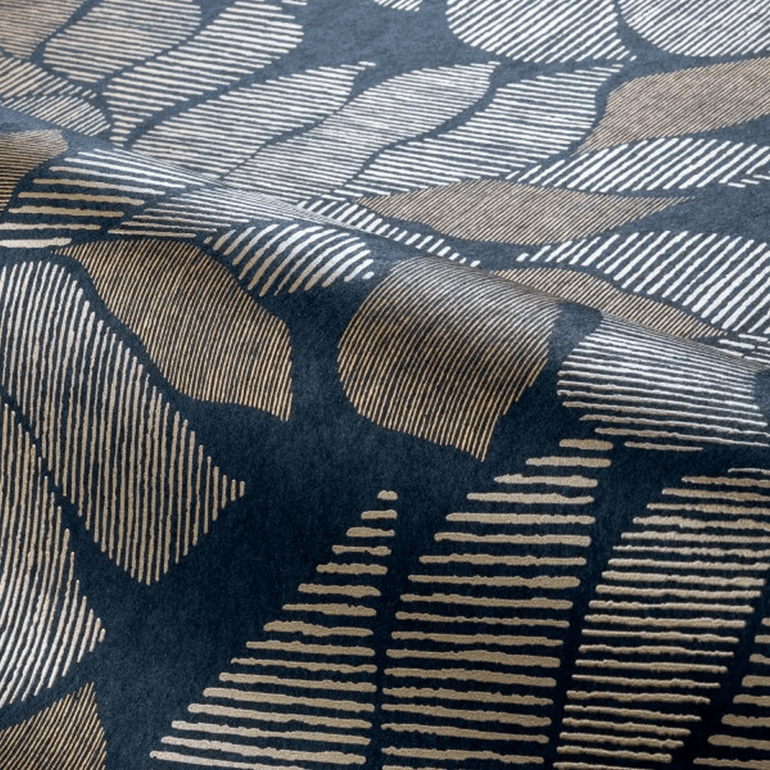 Palm leaf patterned wallpaper with metallic effect LONTARA - NOIR/DORÉ black with gold