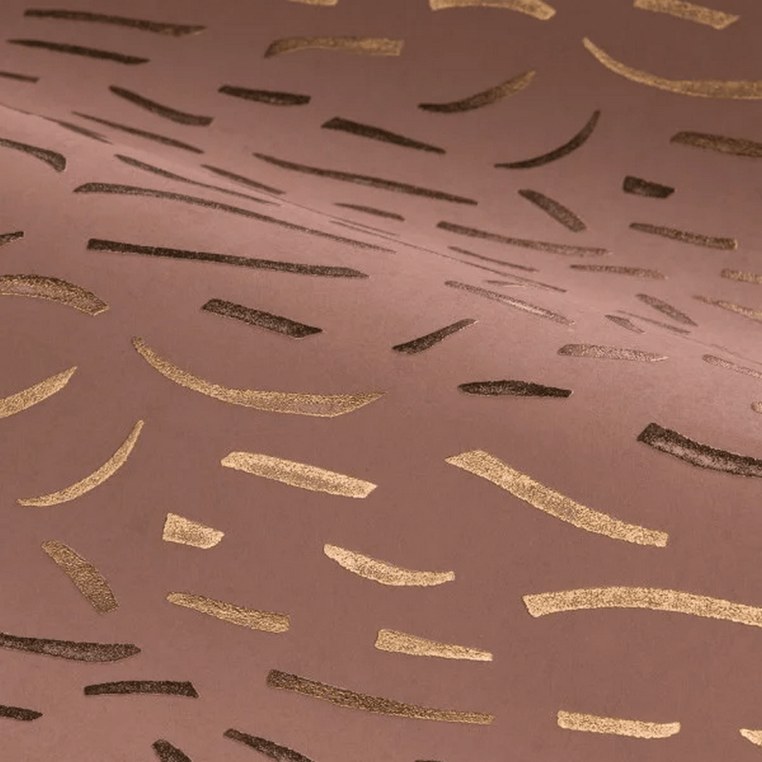 Structural wallpaper with metallic pattern LUMÉIS - SIENNE BRULÉ CUIVRÉ copper with gold