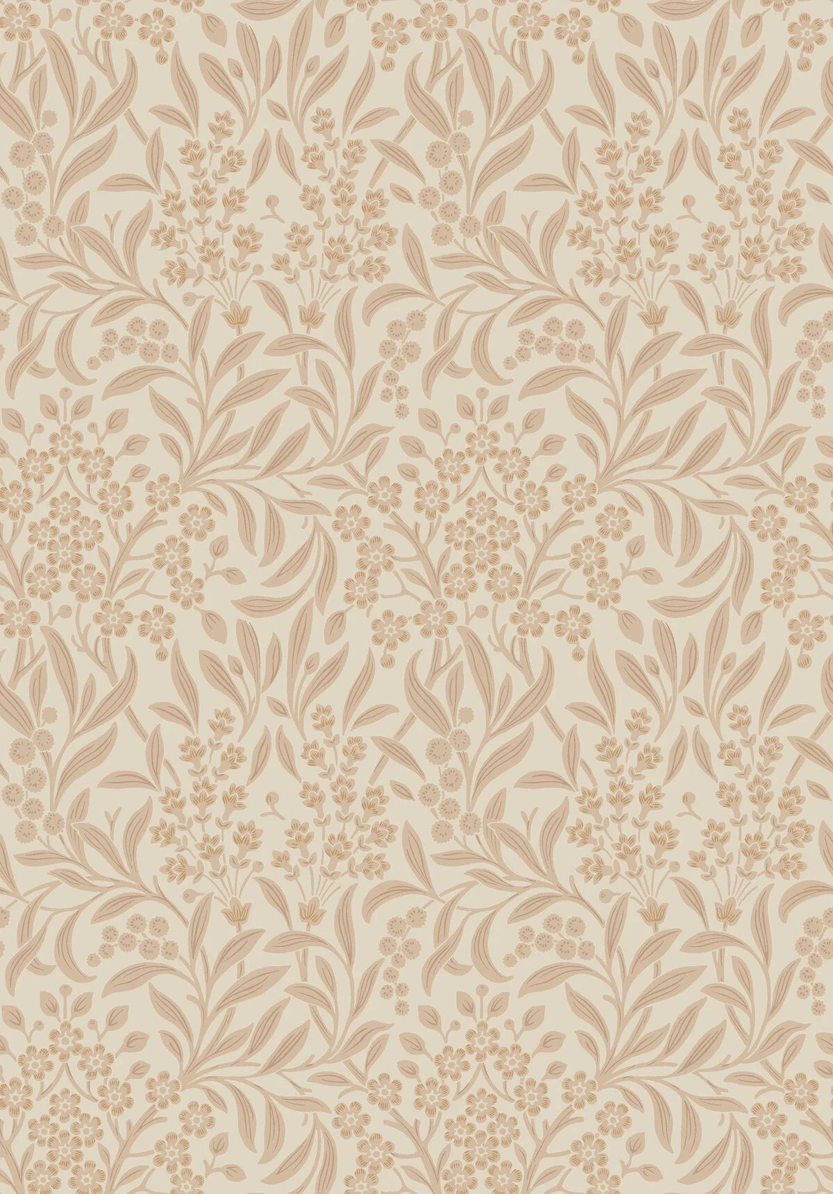 Non-woven paper wallpaper with a plant pattern KRYDDHYLLAN beige with pink