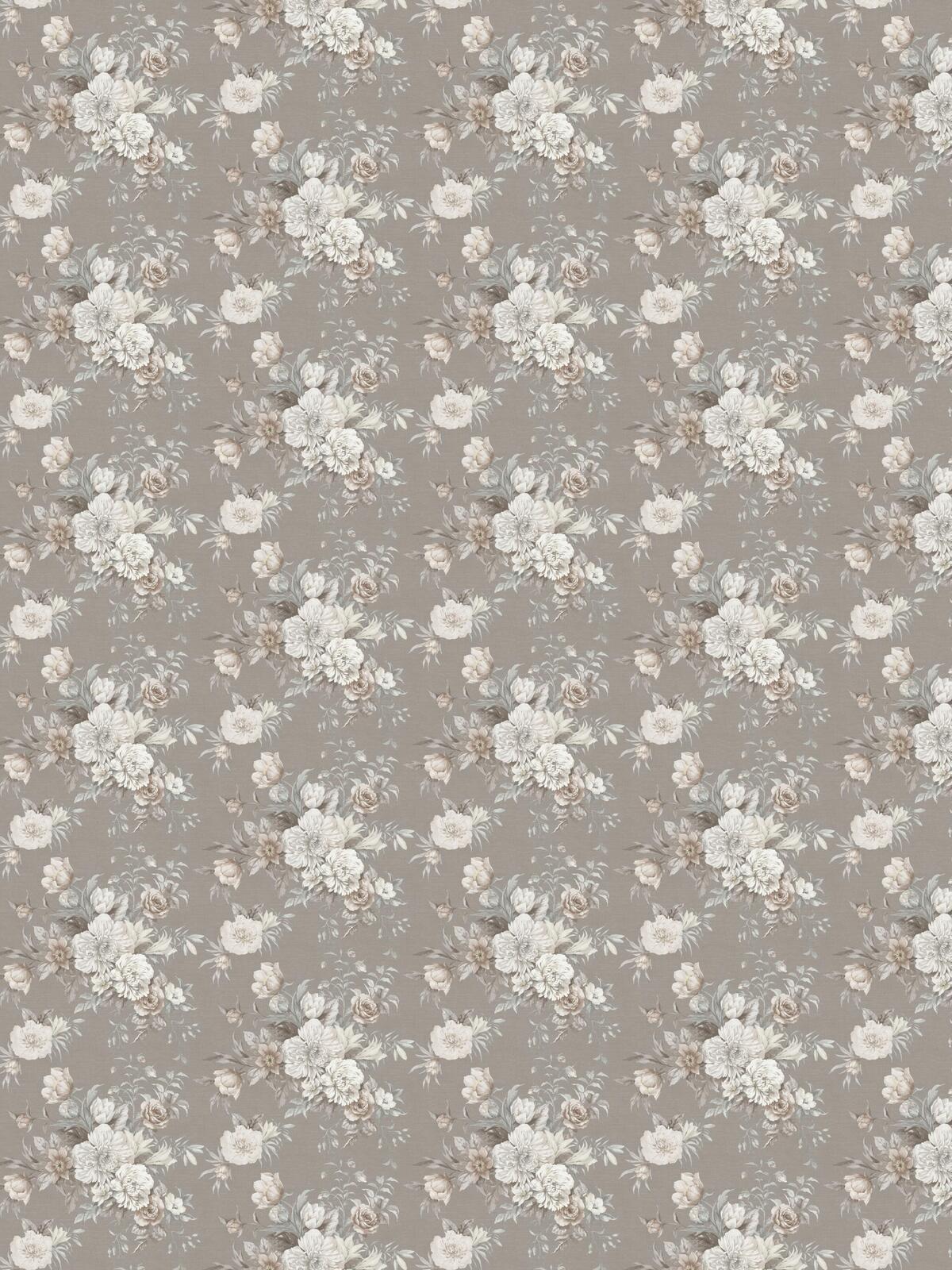 Non-woven paper wallpaper with a floral pattern FLORAL CHARM brown with white