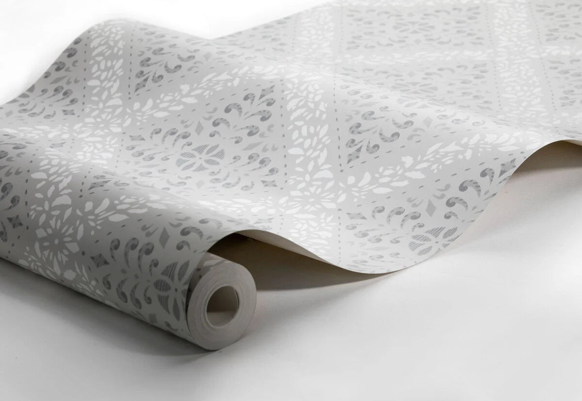 Non-woven paper wallpaper with abstract pattern NYBORG gray