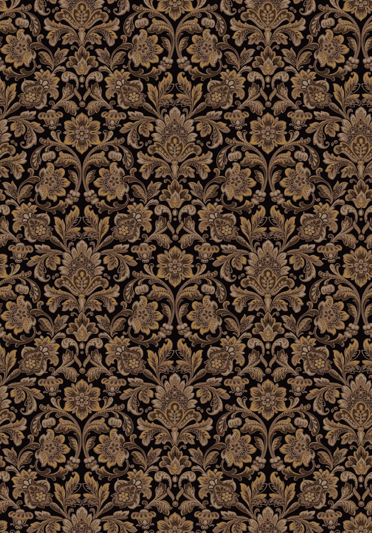 Non-woven paper wallpaper with a plant pattern FOGLAVIK brown with black