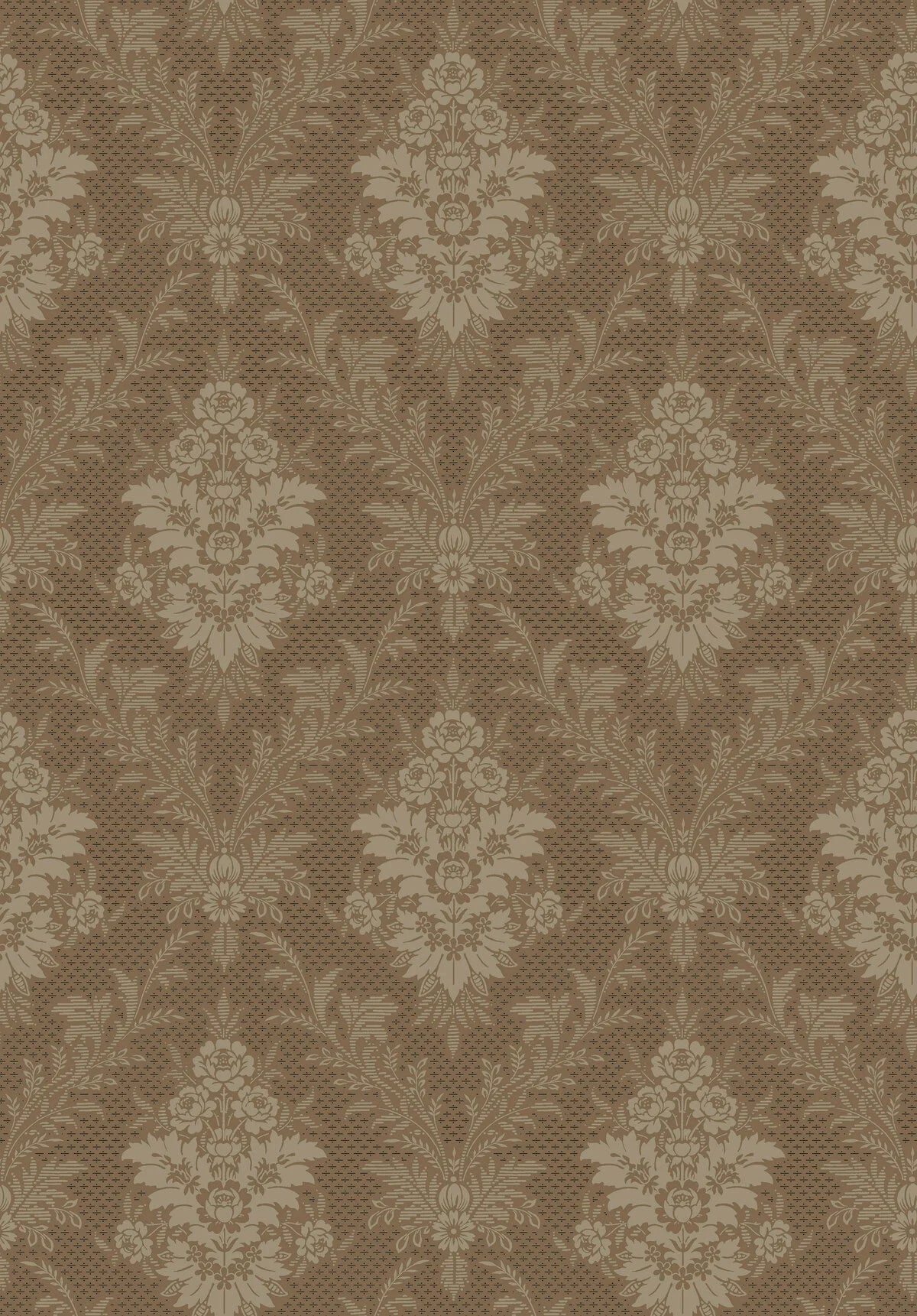 Non-woven paper wallpaper with a floral pattern SOFIA brown with beige