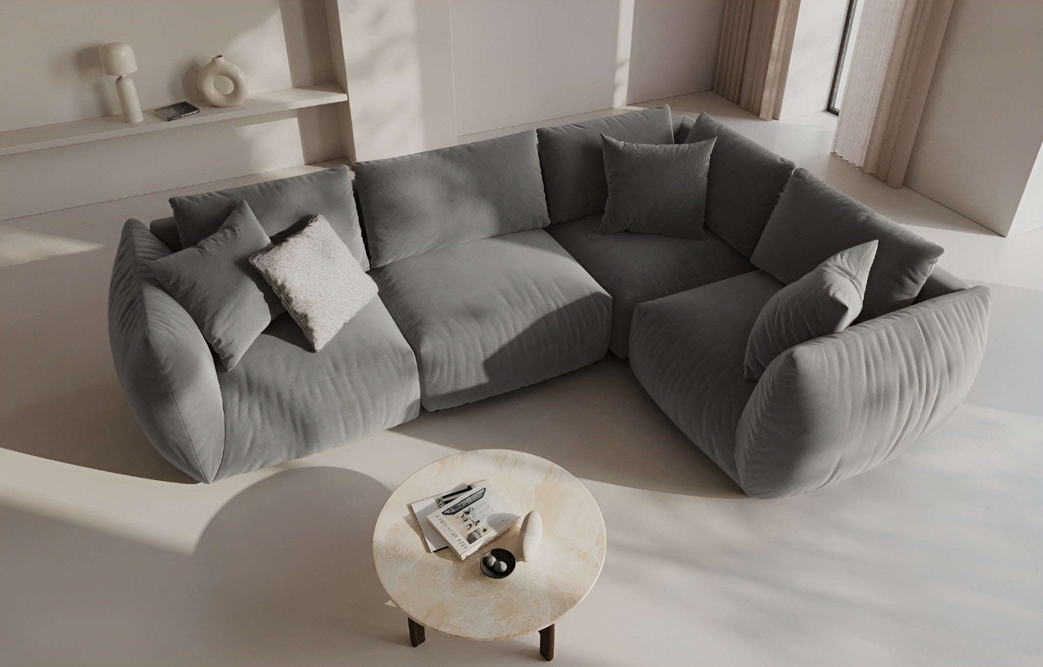 CHRIS Velvet Modular Sofa - Left Element Gray
