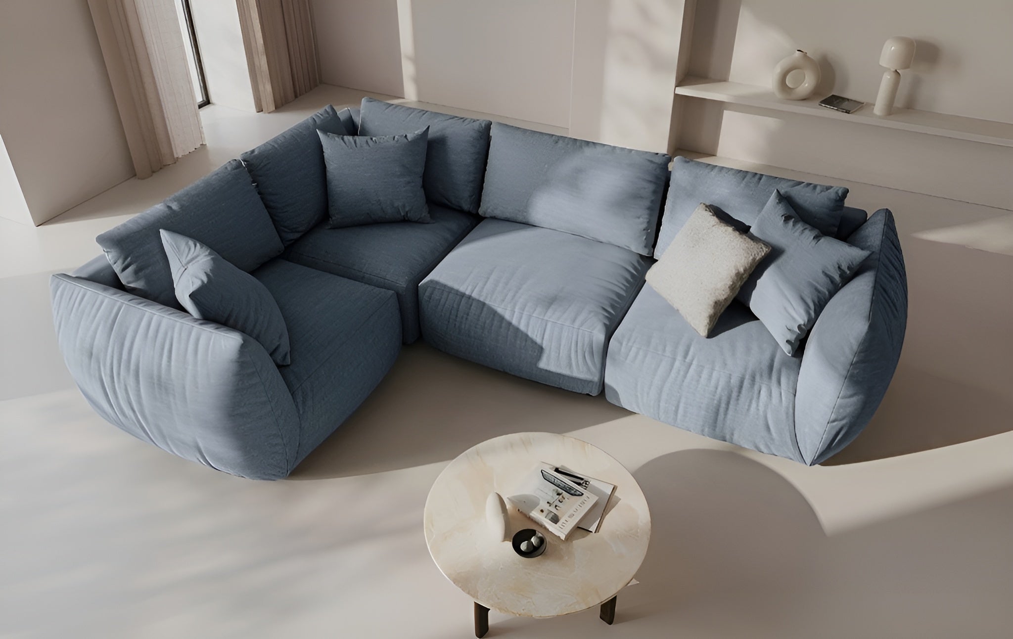 CHRIS Modular Sofa - Right Element Light Blue Chenille