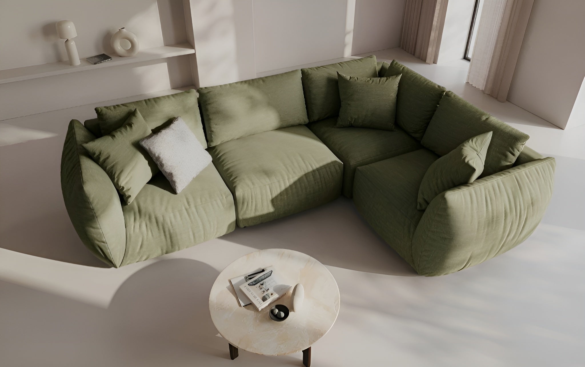 CHRIS Modular Sofa - Left Element Light Green Chenille