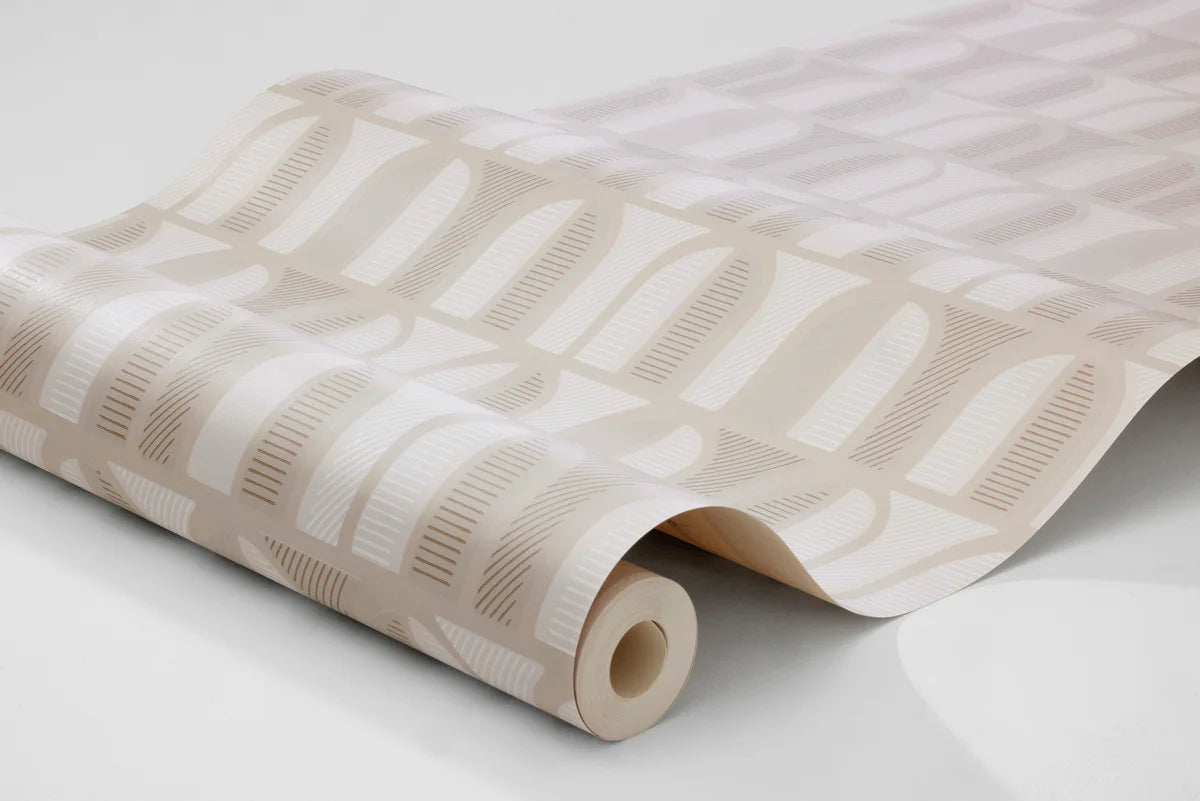 Non-woven paper wallpaper with geometric pattern VENICE beige