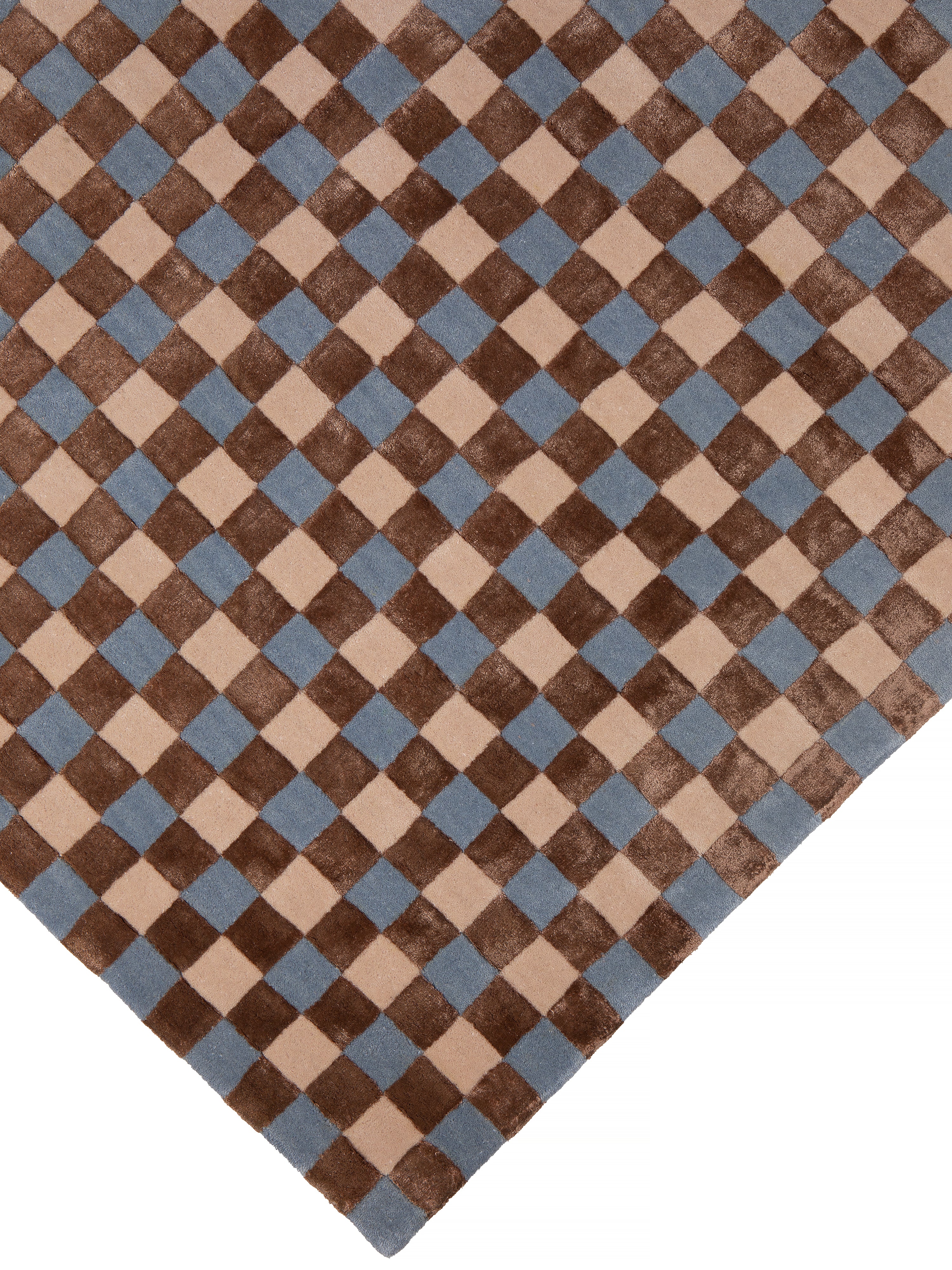 Teppich FLICKER blau mit beige und braun [Amelia]