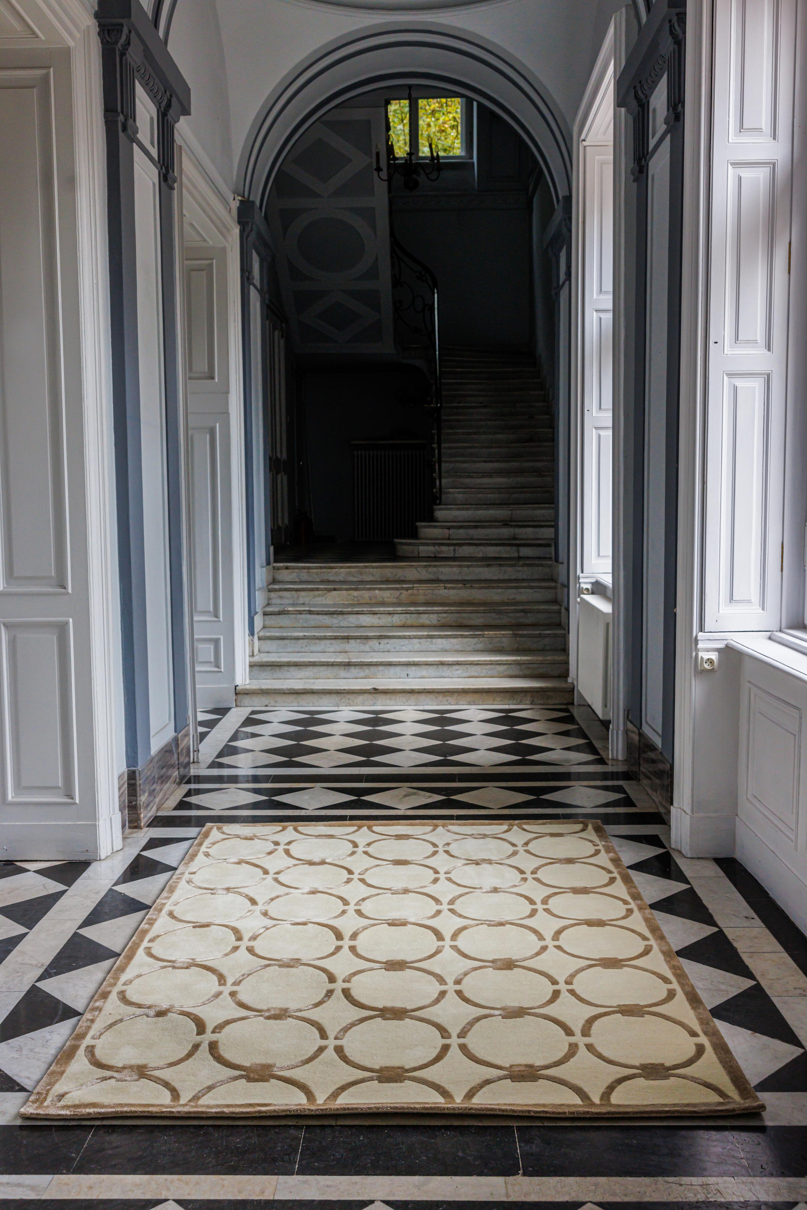Teppich GLAM beige mit grauem geometrischem Muster [Amelia]