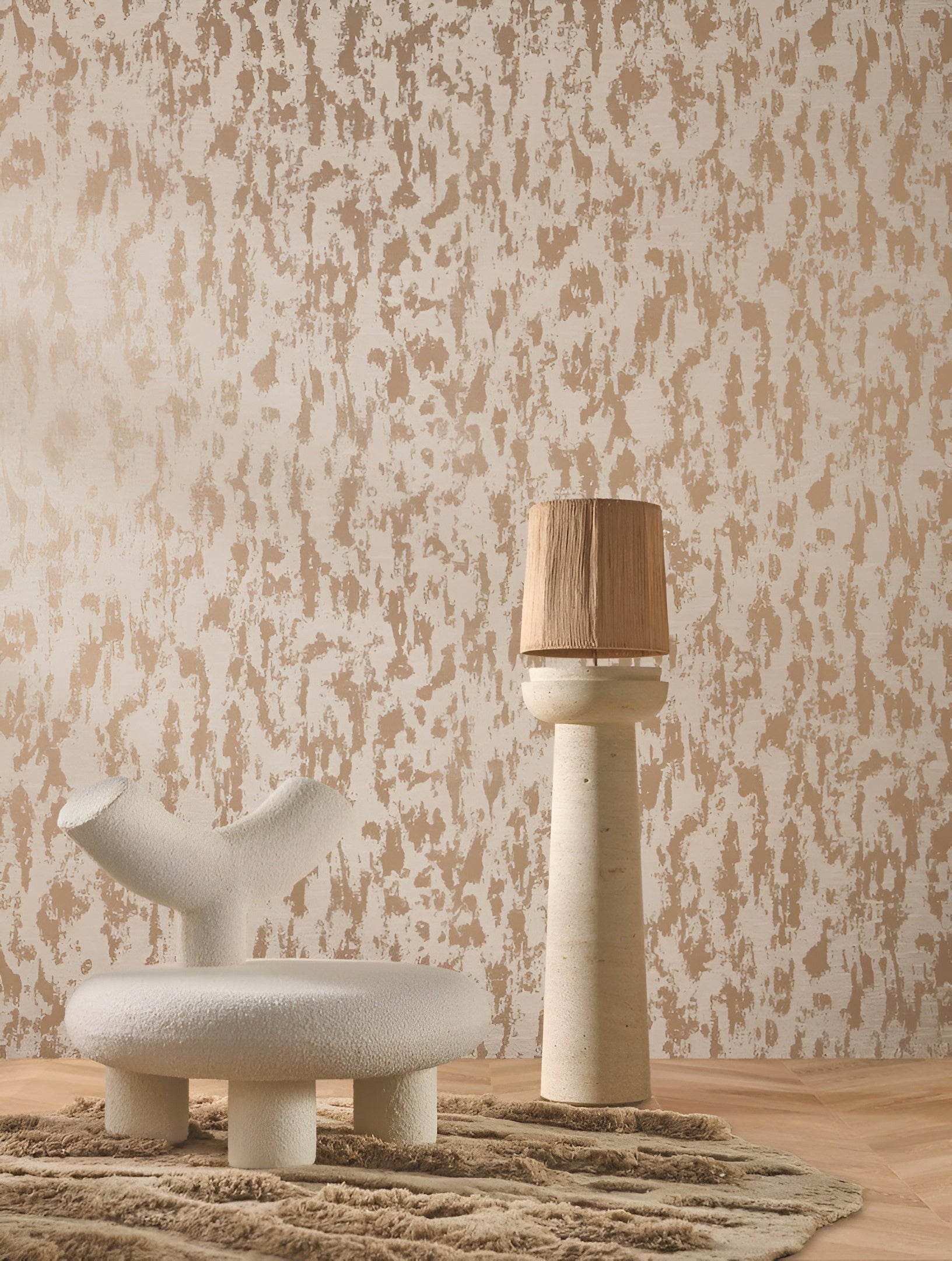 Metallic textile wallpaper PRECIOZA - IVORY SILVER ivory with silver