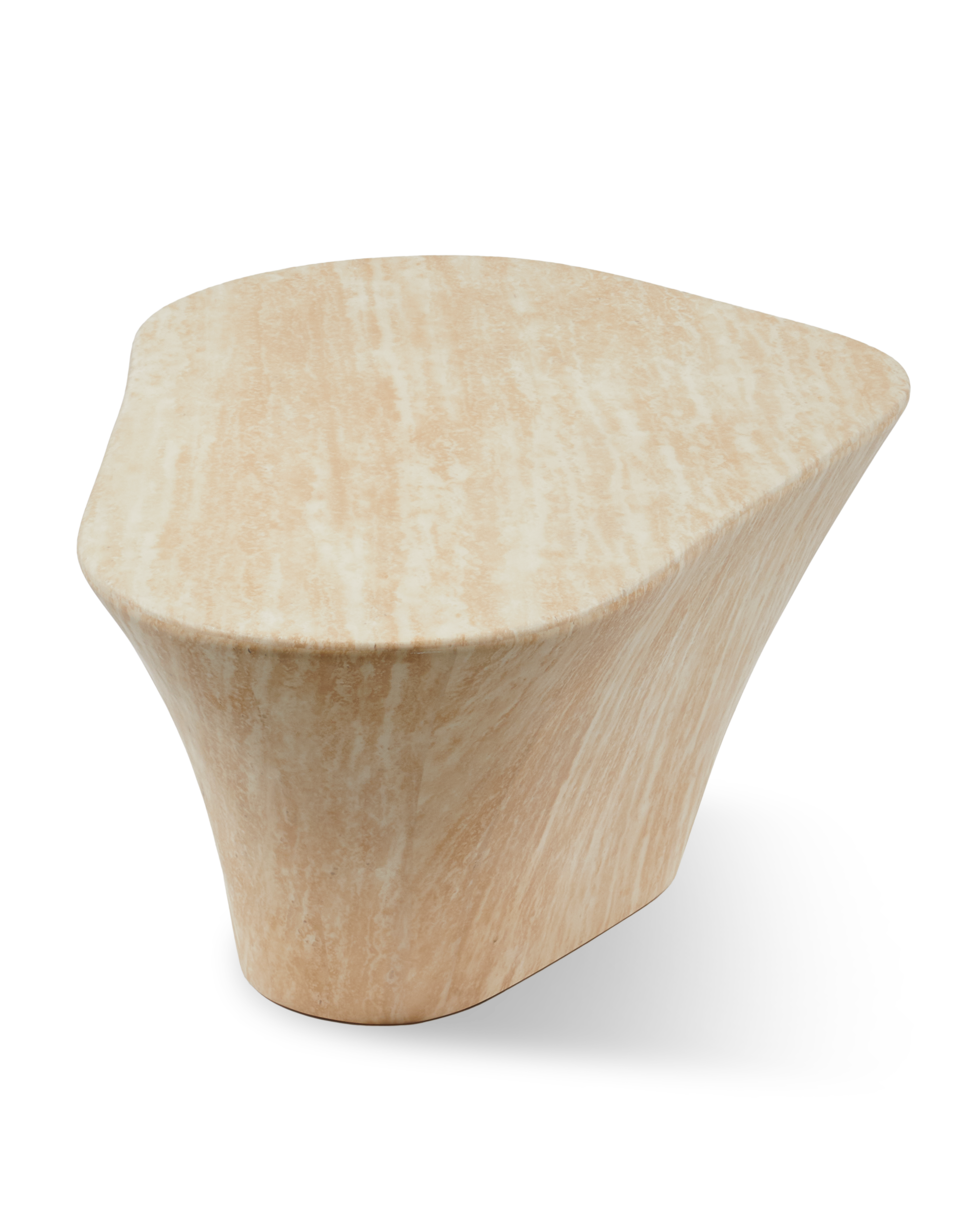 Beige OVAL MARBLE LOOK Coffee Table