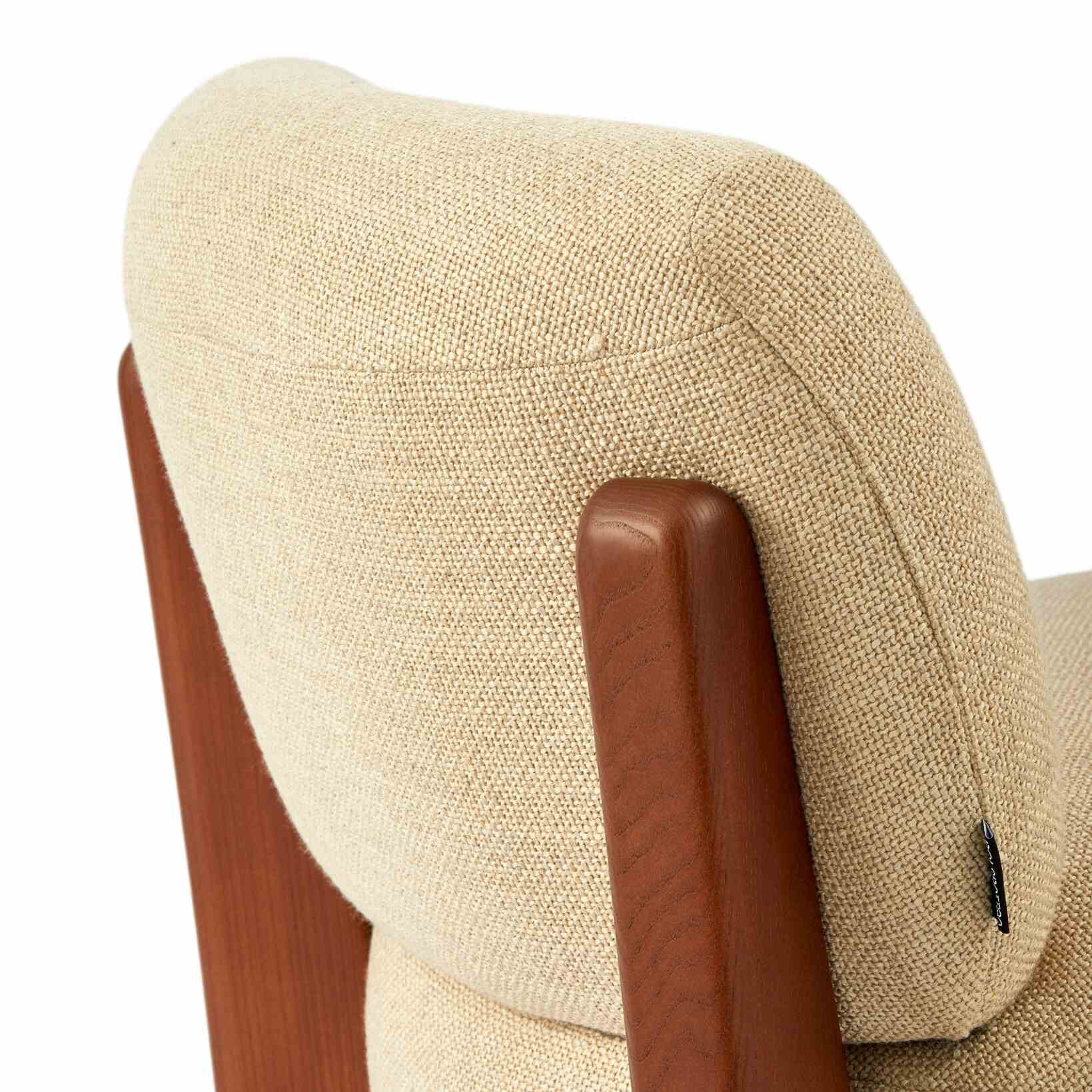 FIZZ Armchair in Beige with Wooden Base