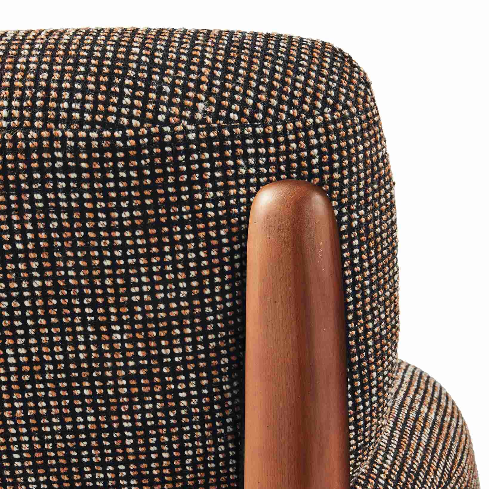 FIZZ Armchair in Dark Brown with Wooden Base