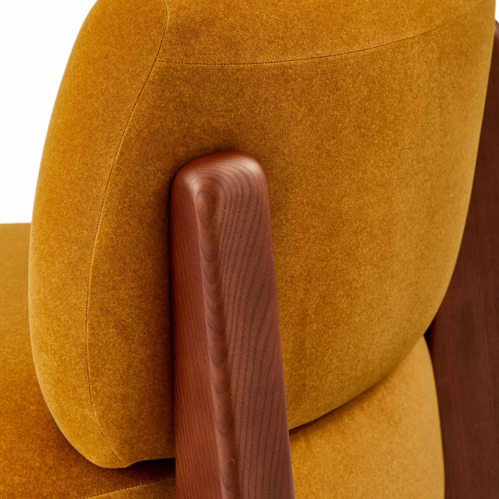 FIZZ mustard armchair with wooden base