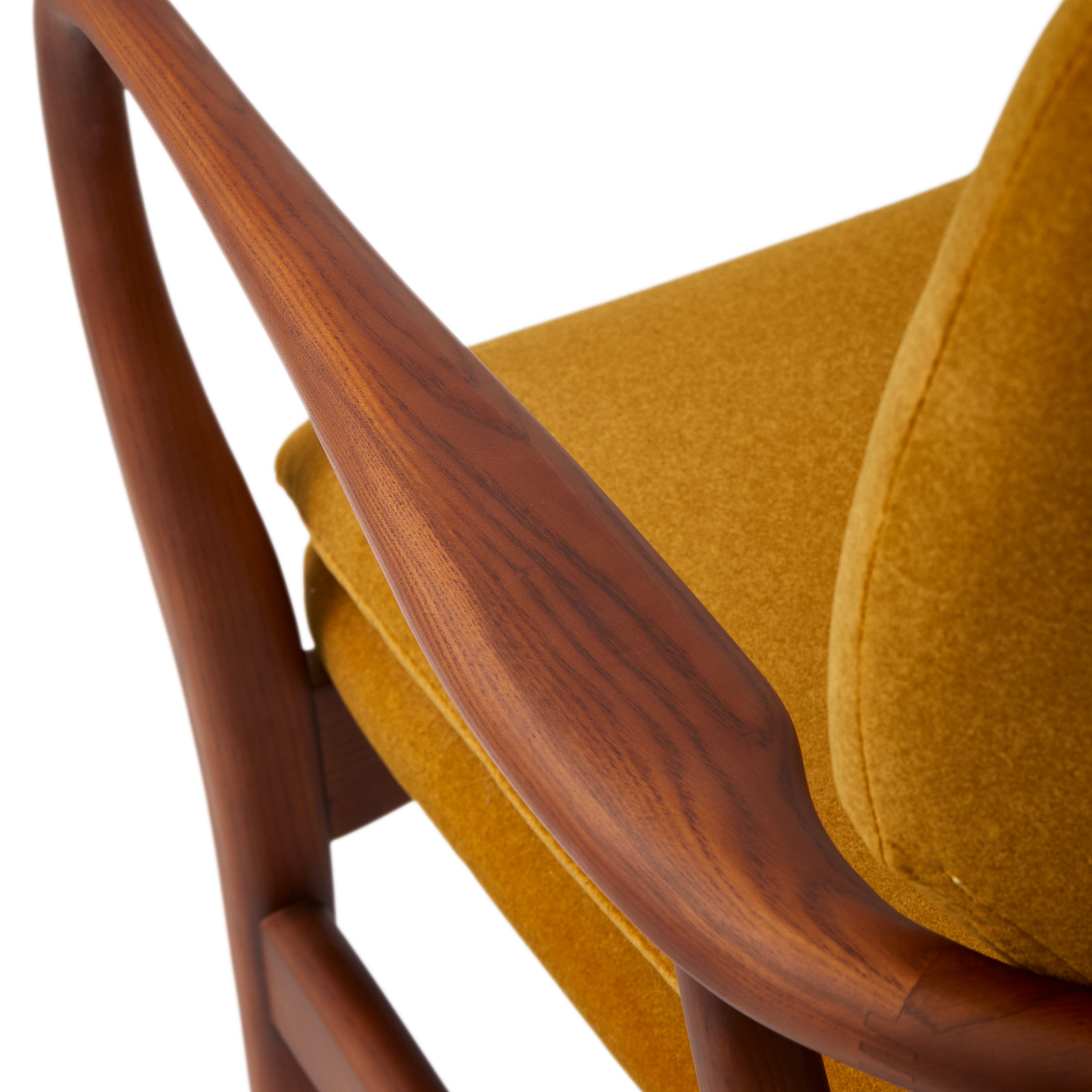 PEGGY mustard armchair with wooden base