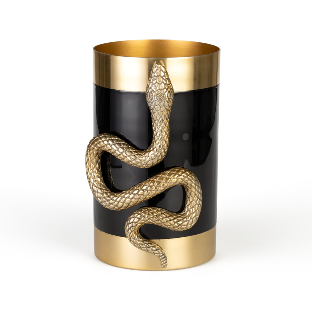 Wazon NEVER HURT A SNAKE VASE czarny ze złotym
