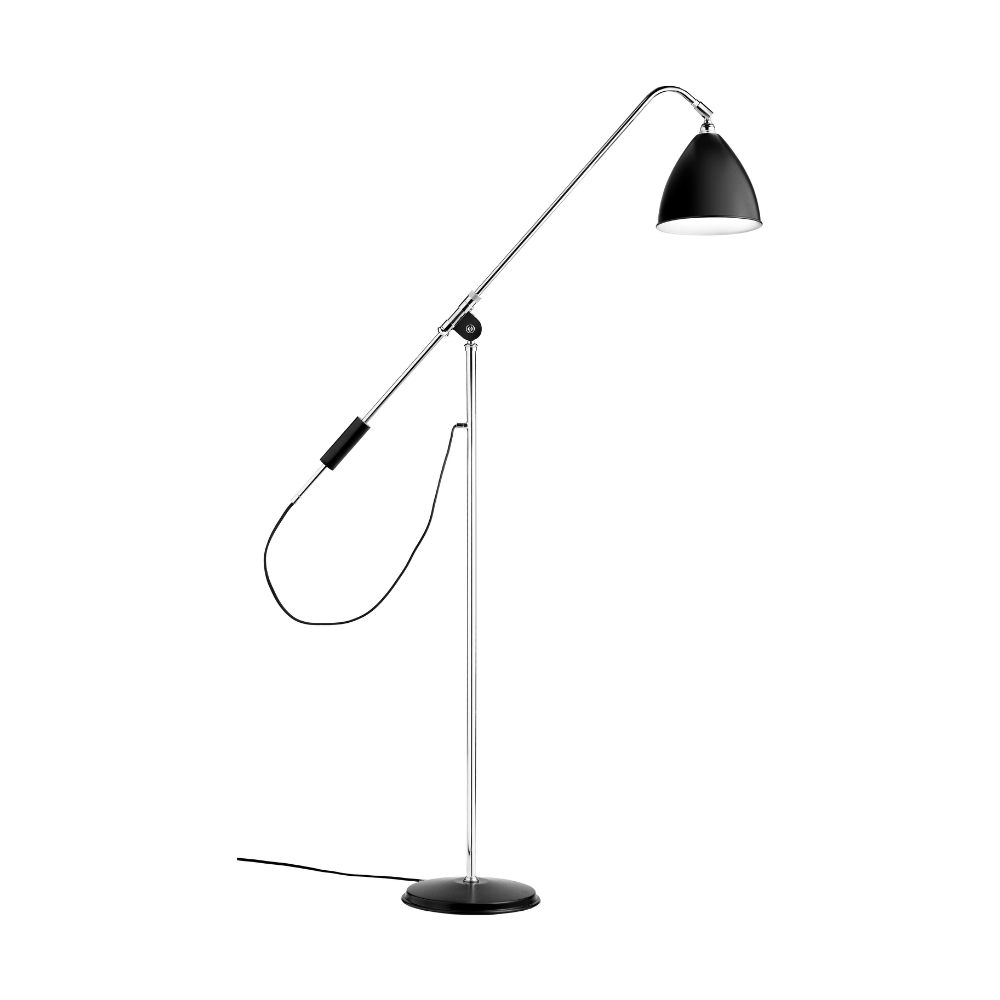 Stehlampe BESTLITE BL4 Chrom mit schwarzem Schirm