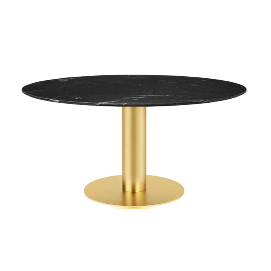 Round table 2.0 black marble with a gold base
