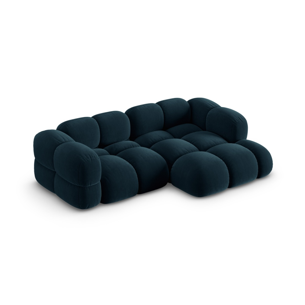 Samt-Ecksofa 3-sitzig rechts LORETTO petrol