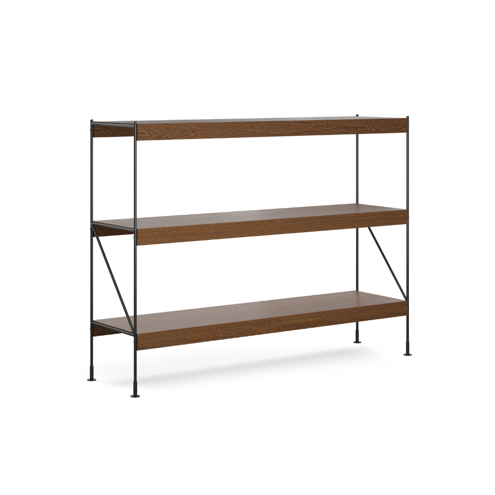 ZET shelf in dark oak wood with a black frame