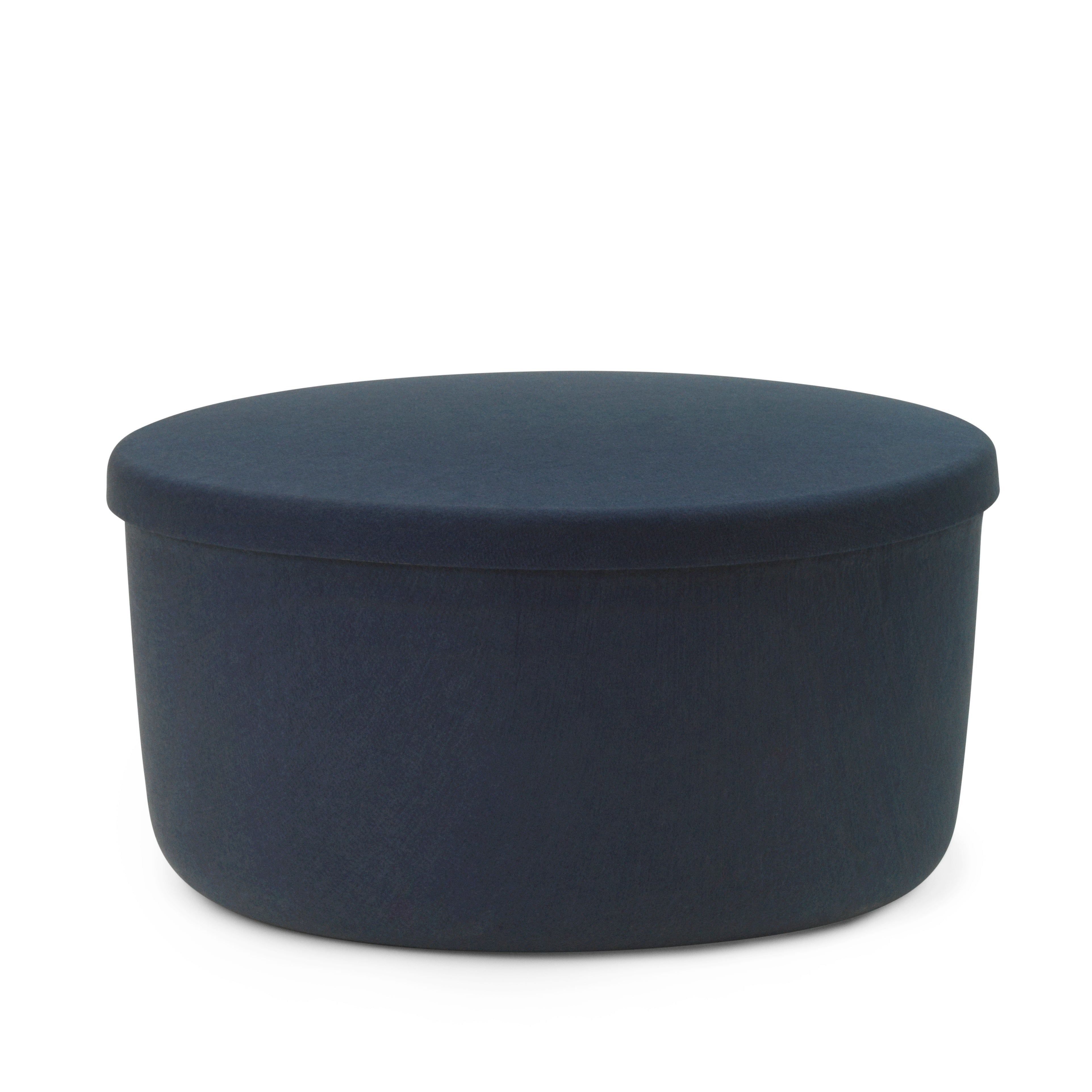 Pouf with hide blue storage